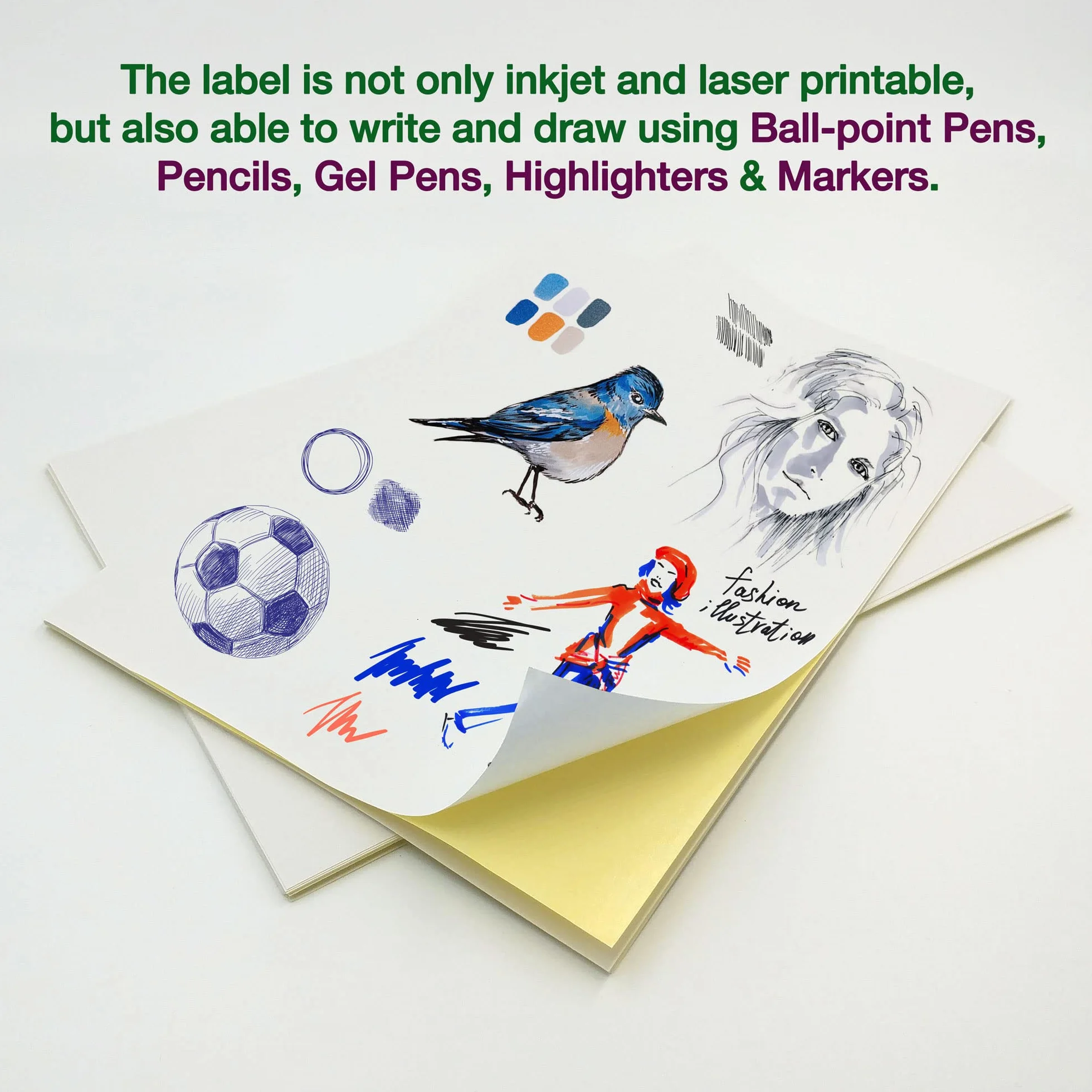 Evergreen Goods Ltd 50 arkuszy A4, biały, samoprzylepny matowy papier do naklejek, trwały papier fotograficzny do drukarek atramentowych i laserowych, samoprzylepny papier do drukowania z tyłu,