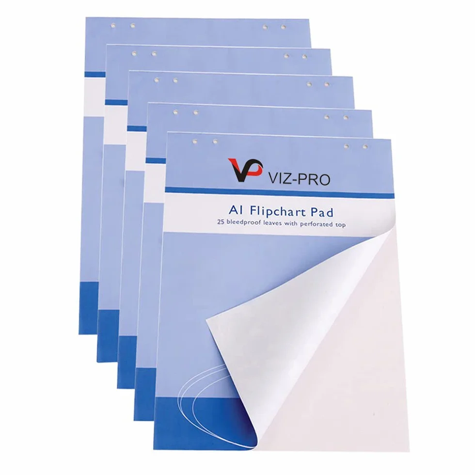 VIZ-PRO Standardowe podkładki sztalugowe, A1 blok papierowy, 25 arkuszy/podkładka, 5 podkładek/opakowanie