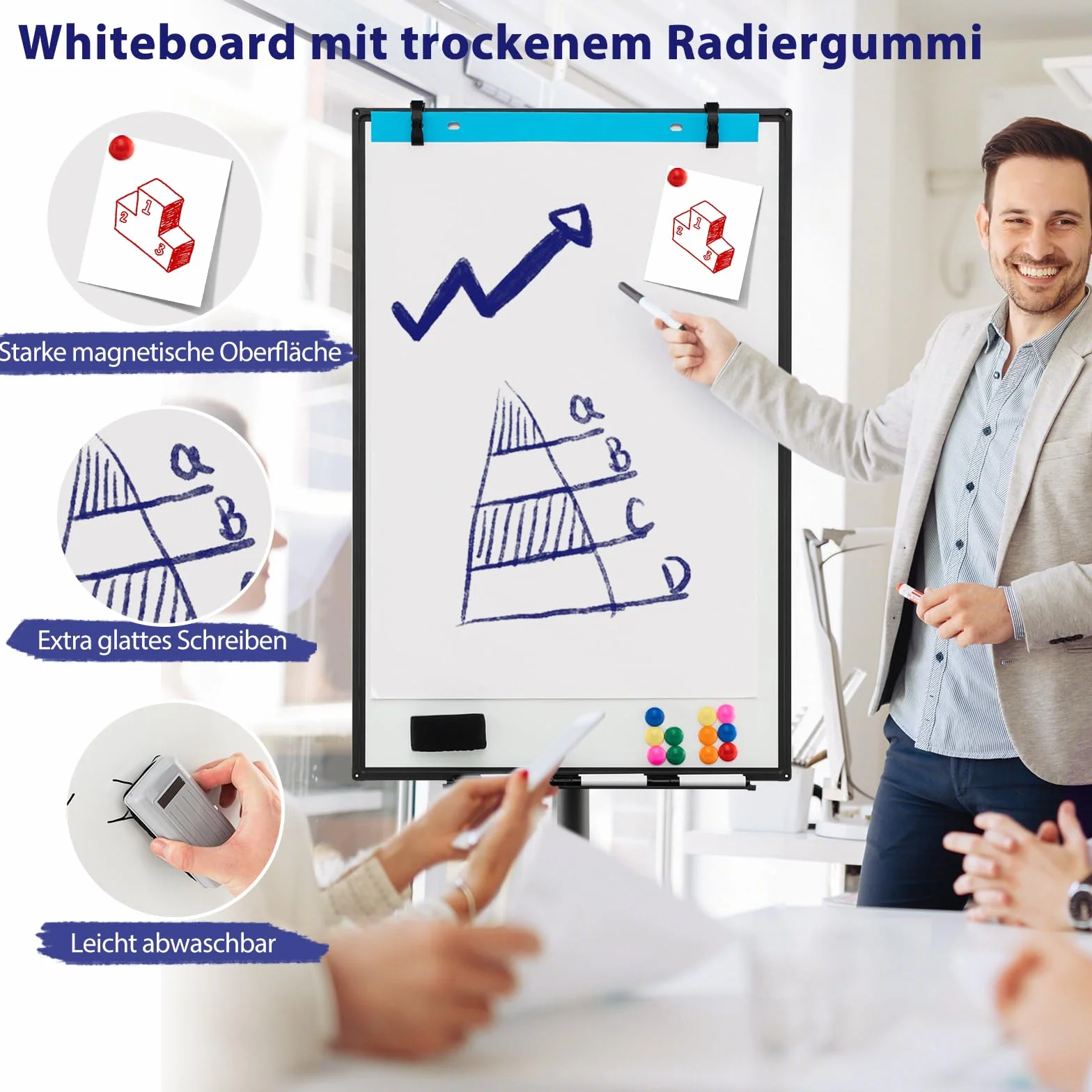 GOPLUS Stojak na flipchart 100 x 65 cm mobilna tablica suchościeralna regulowana wysokość