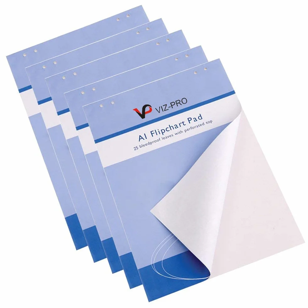VIZ-PRO Standardowe podkładki sztalugowe, A1 blok papierowy, 25 arkuszy/podkładka, 5 podkładek/opakowanie
