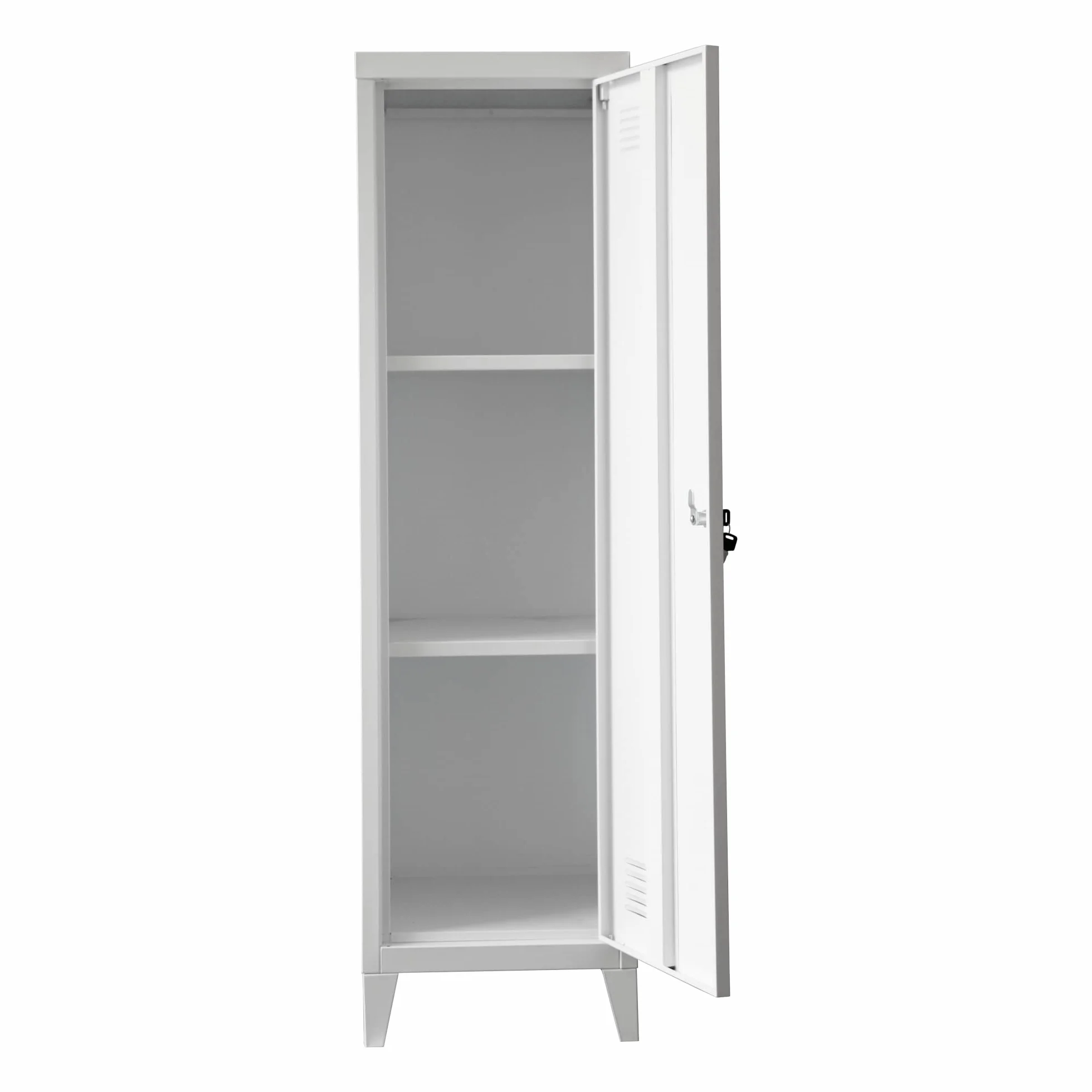 [en.casa] Szafa metalowa kurikka 137 x 38 x 38 cm, zamykana szafka, szafka metalowa, biała