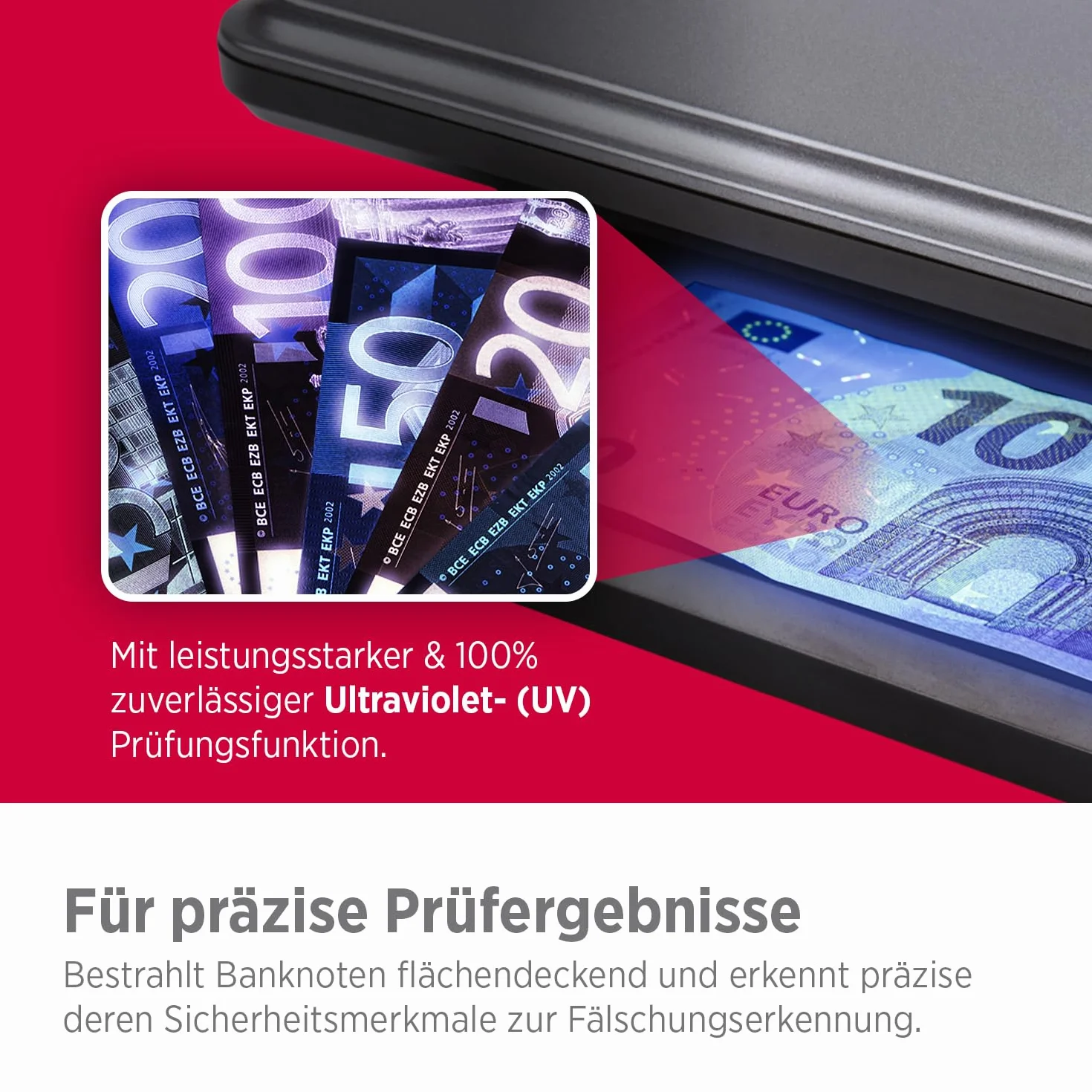 Olympia Urządzenie do sprawdzania banknotów UV 586 | tester banknotów | inspektor fałszywych banknotów z lampą UV 9 W | kontrola banknotów i banknotów | tester banknotów | bez aktualizacji