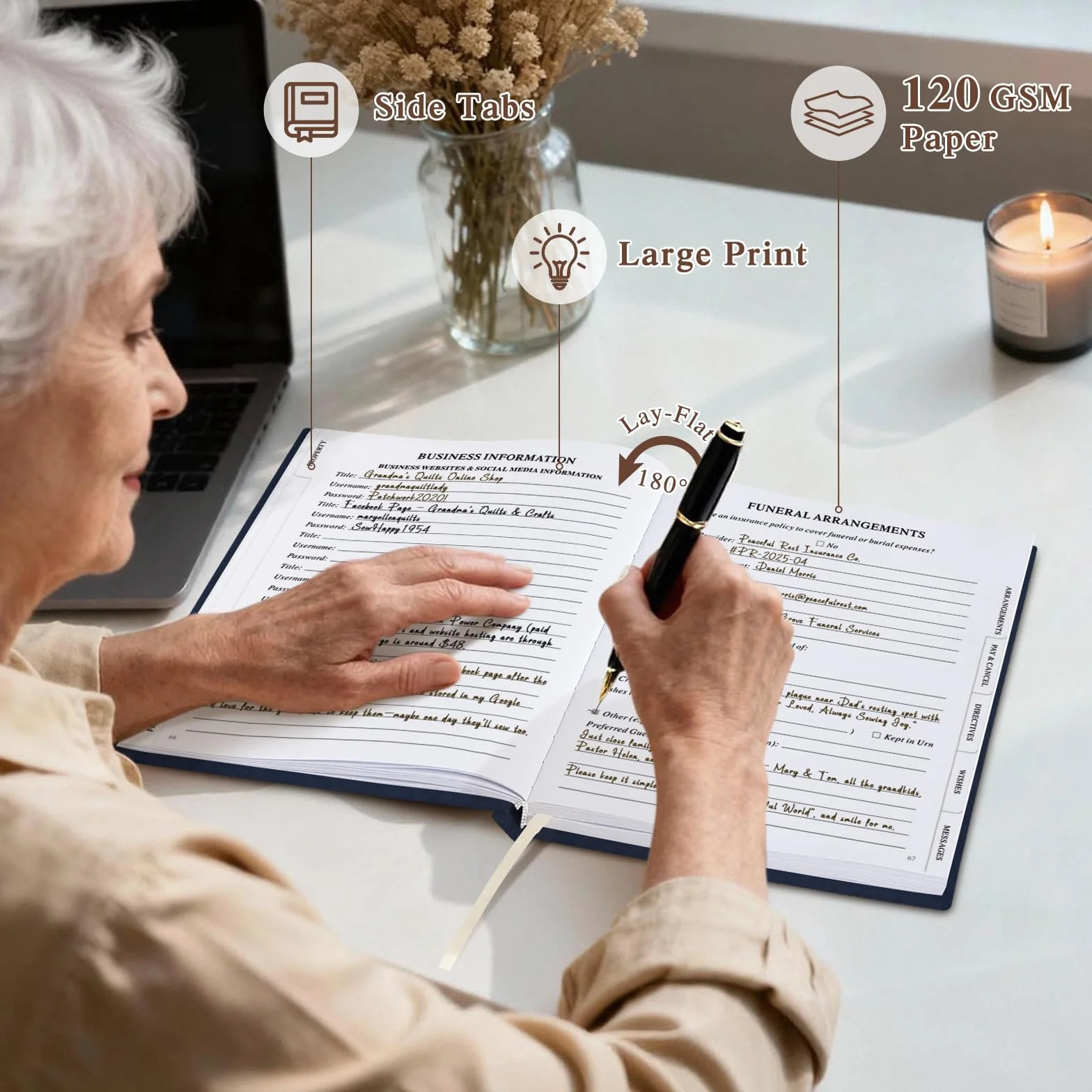 Lanpn Planer końca życia - My End of Life Planner, organizator śmierci z zakładkami, notatnik planowania pogrzebów Dziedzictwo Ostateczne życzenia Ważne dokumenty, Niebieski