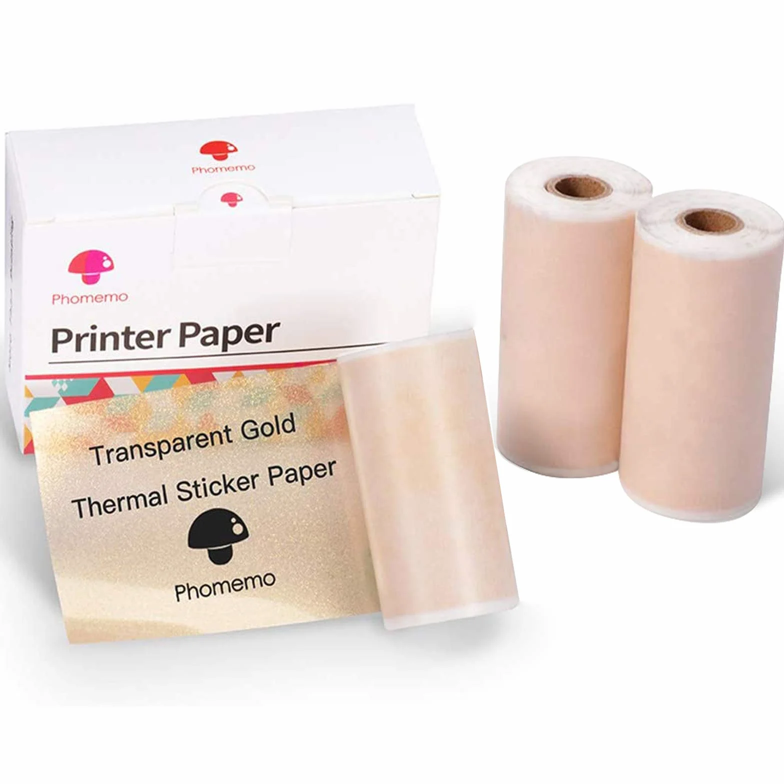 Phomemo złoty samoprzylepny papier termiczny 53 mm x 3,5 m do drukarki kieszonkowej M02/M02Pro/M02S/M03 3 rolki