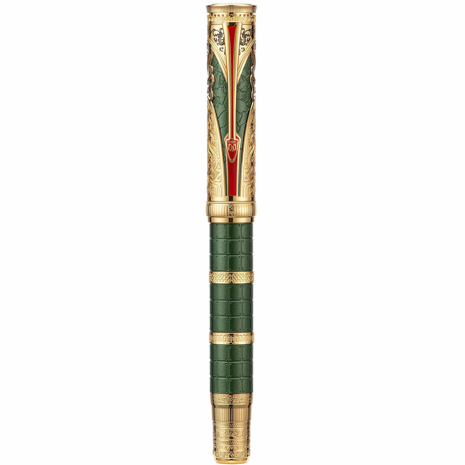 Hongdian D5X Pióro wieczne retro zielone dynastia Qin chiński totem bardzo cienka stalówka z konwerterem