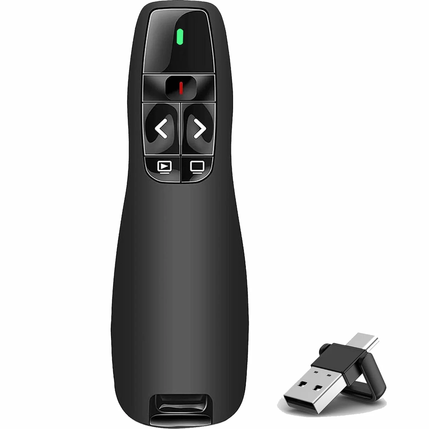 VOVIGGOL USB/typ C 2 w 1 bezprzewodowy prezenter Clicker do prezentacji PowerPoint, 2,4 GHz PPT PowerPoint Clicker prezentacja wskaźnik slajdów Advancer do komputera Mac laptopa