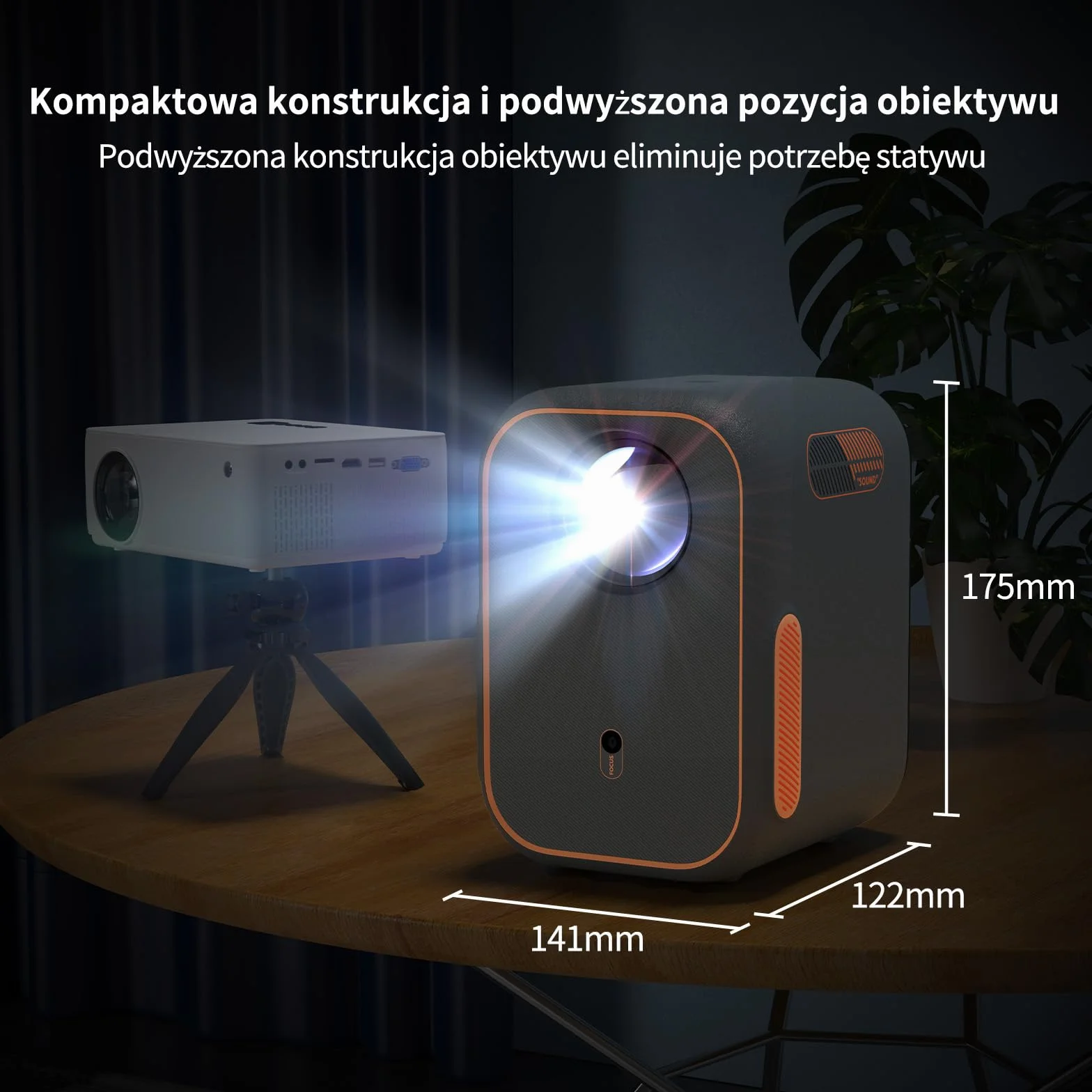 WEMAX Inteligentny Projektor Google TV 1080P Full HD, Obsługa 4K, 500 ISO Lumenów, MEMC Płynność Ruchu na Mecze 2026, Dolby Audio, Auto Focus i Keystone, Wi-Fi 5G, Bluetooth, Ekran do 120"