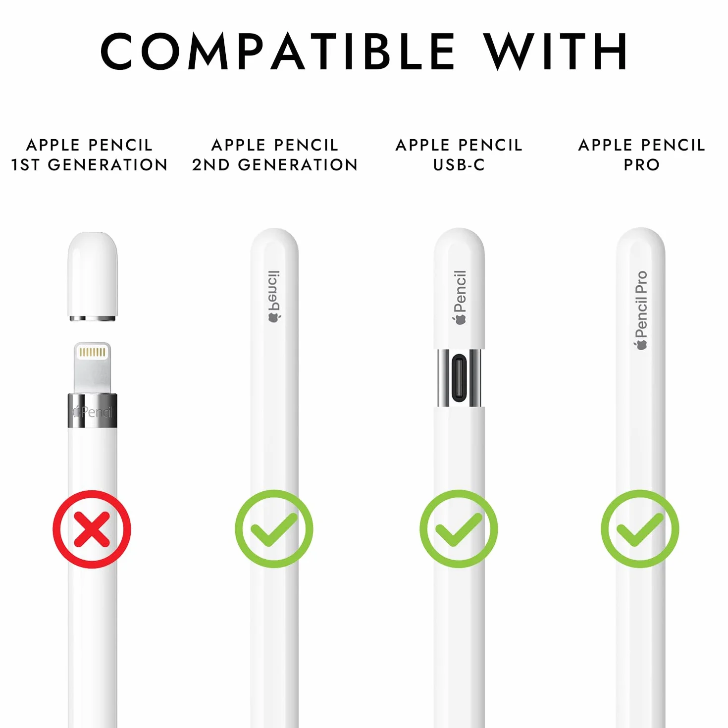 Silikonowy uchwyt, 4 sztuki, kompatybilne z Apple Pencil 2. generacji, Apple Pencil Pro i Apple Pencil USB-C ergonomiczny uchwyt (biały/beżowy/khaki/brązowy)