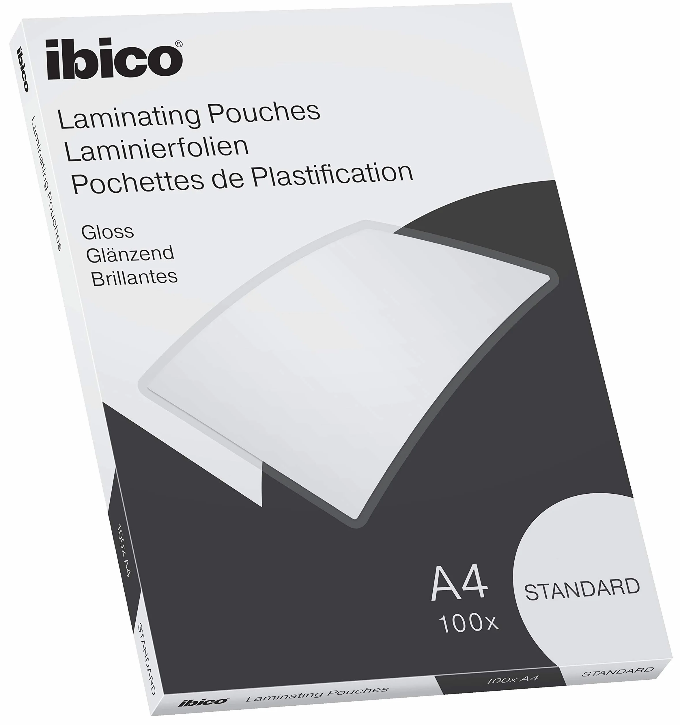 Ibico, Błyszcząca Folia do Laminowania A4 Ibico Basics Standard, 125 Mikronów, Krystalicznie Przezroczysta, 100 Sztuk (627310)