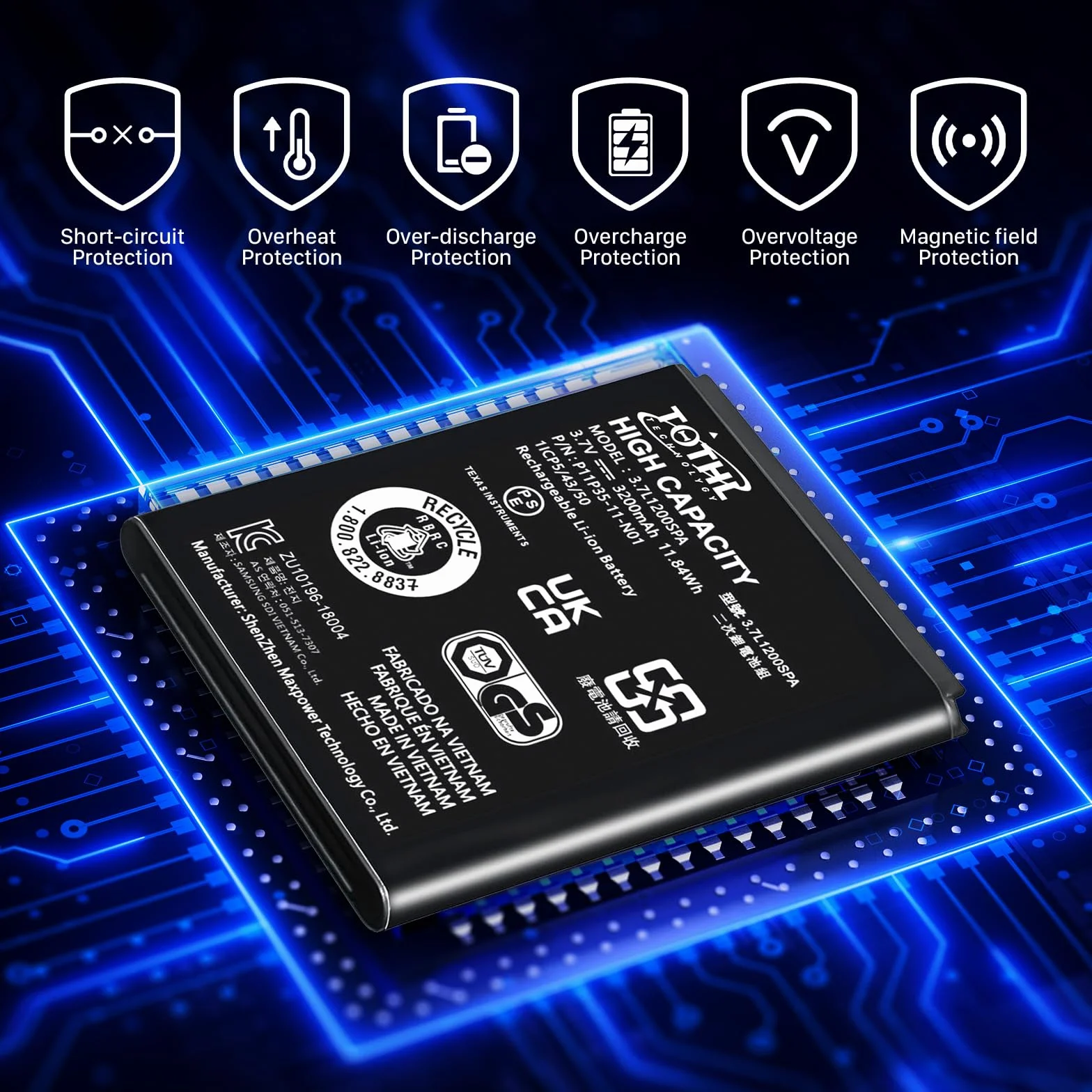 Akumulator TI-84 Plus CE, 3,7 V akumulator zamienny do Texas Instruments TI-84 Plus C E, TI-8 4 CE/TI-Nspire CX II, nr części 3.7L1200SPA P11P35-11-N01