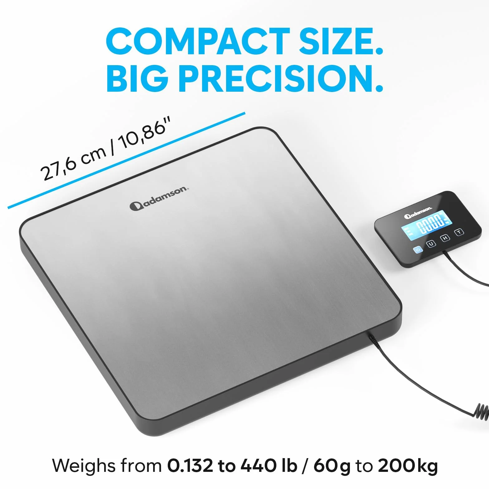 Waga paczkowa - 200 kg/10 g - Elektroniczna waga paczkowa z funkcją Hold/Tara - Profesjonalna i przemysłowa waga do poczty, bagażu, żywności - W zestawie bateria i kabel