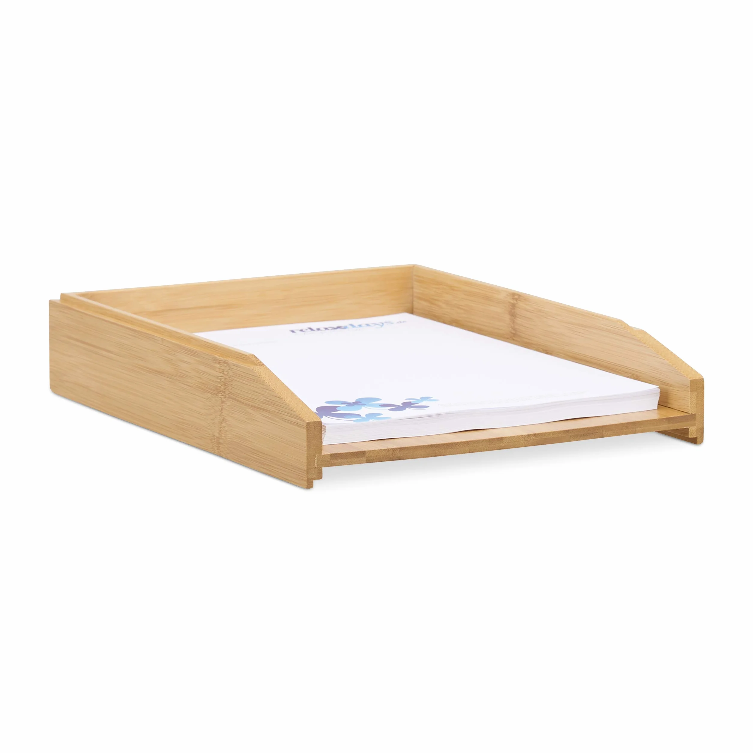 Relaxdays bambusowy organizer na biurko, półka na dokumenty, format A4, 6x25x33 cm, przybornik na koperty, jasnobrązowy
