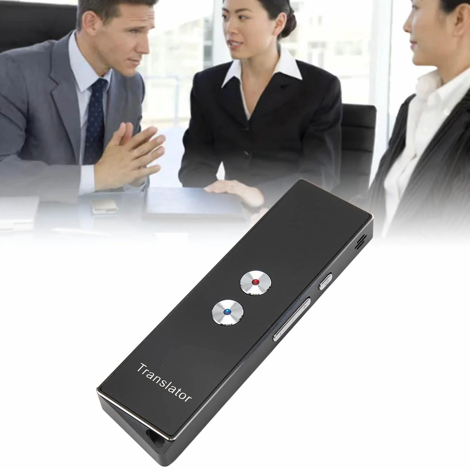 Urządzenie do tłumaczenia głosu, Bluetooth, natychmiastowy tłumacz z funkcją głosu, przenośne urządzenie do tłumaczenia, do nauki, podróży, biznesu, 74 języków i 70 akcentów (czarny)