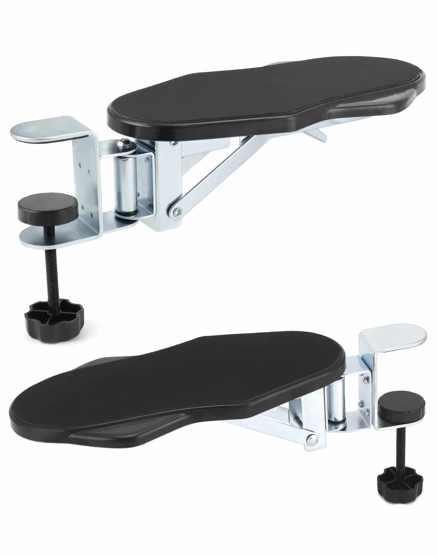 QWORK® Zestaw 2 podpór ramion obrotowych - obrót o 180° i składany o 90° - stojak na podłokietnik, wsparcie łokcia, akcesoria biurowe do pracy