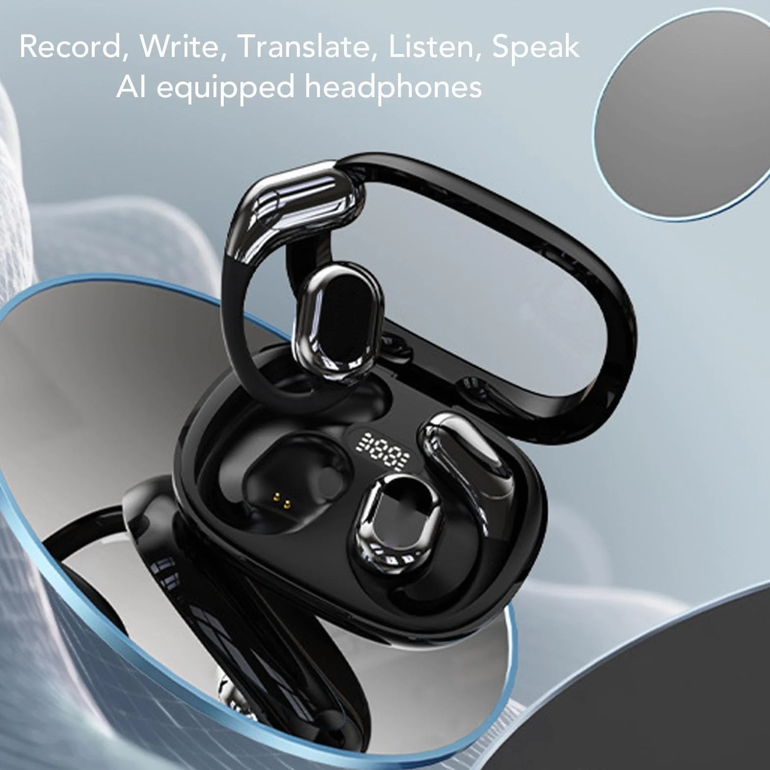 Tłumacz Słuchawki w Czasie Rzeczywistym, Tłumacz Języka na Wkładkach Dousznych, Urządzenie Tłumacze z Słuchawkami Aplikacji Bluetooth z obudową do ładowania Muzyki i Połączenia