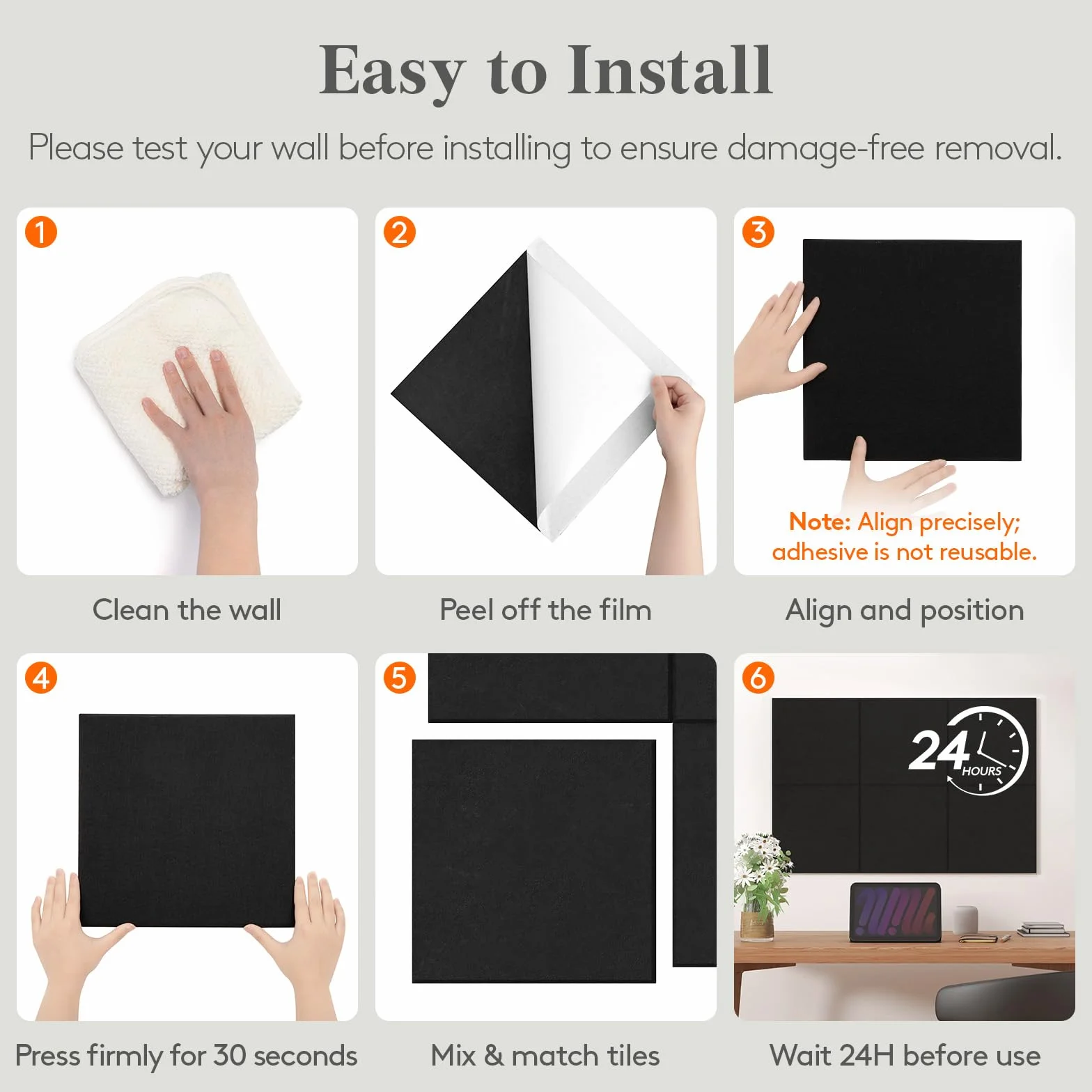 Lifewit Duża Filcowa Tablica z Samoprzylepnym Mocowaniem, 120x90cm Cork Board Alternatywa na Ścianę, 12-Pack Vision Board Tablica z 50 Pinezkami do Biura i Pokoju, Chmurowa Szarość
