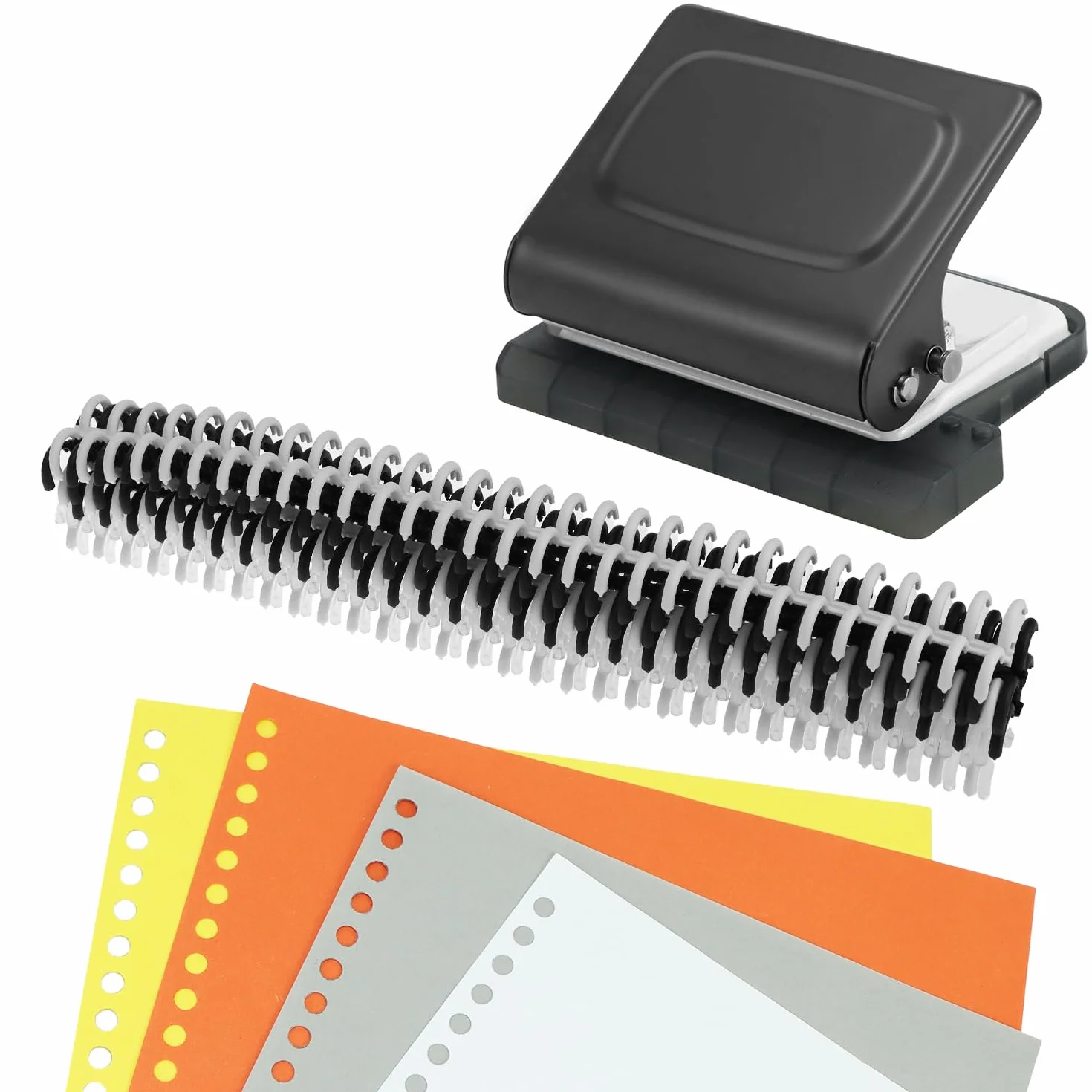 QWORK® Podnośnik do kalendarzy z 10 otworami pasuje do papieru A4/B5/A5, zawierający 10 kolorowych pierścieni do segregatora (30 otworów)