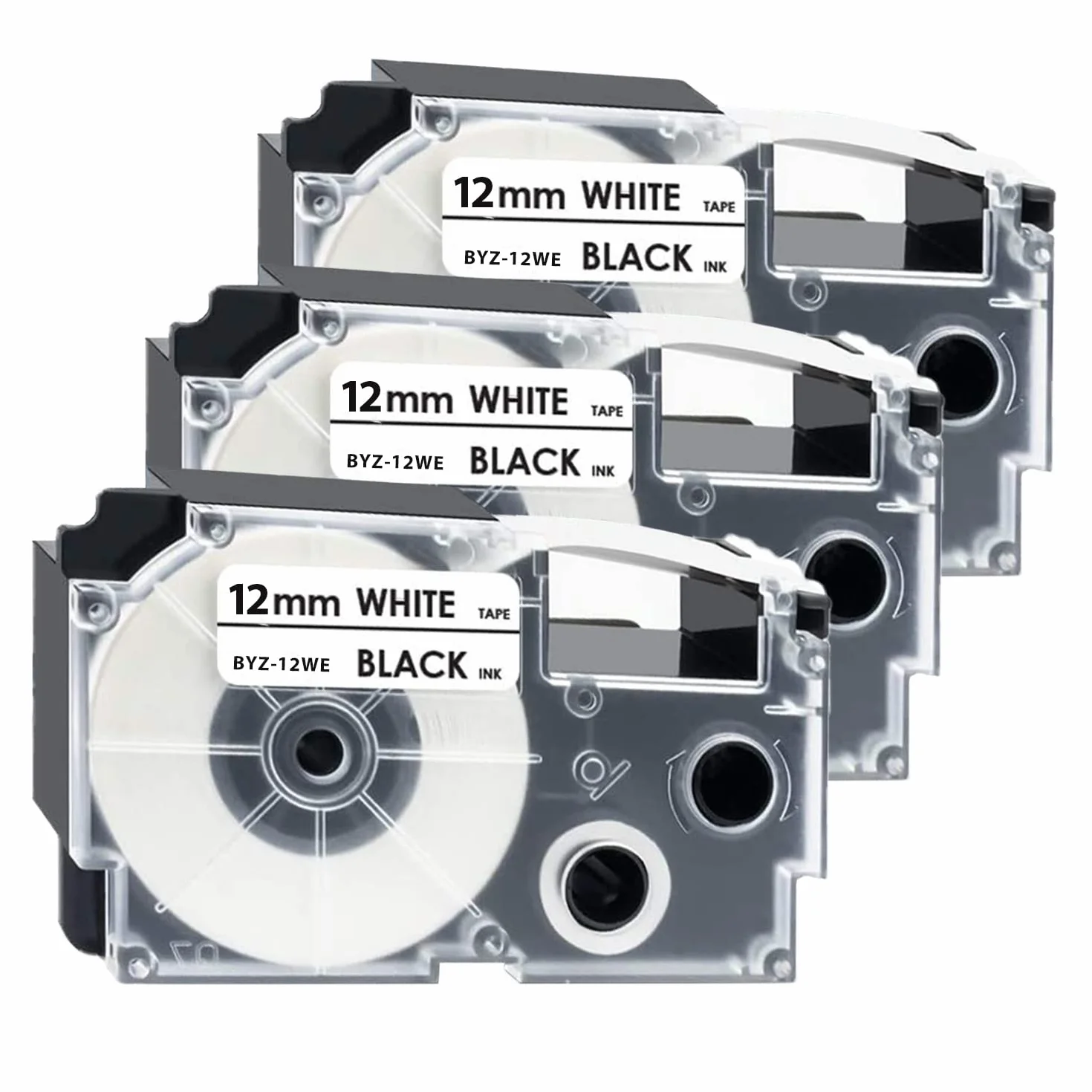 3 x kompatybilna z Casio XR-12WE1 XR-12WE taśma do zapisywania 12 mm x 8 m, kaseta kompatybilna z Casio EZ Label Printer KL-60 KL-70 KL-100 KL-120 KL-130 KL-200 KL-300 KL-G2 KL-750 KL-820,