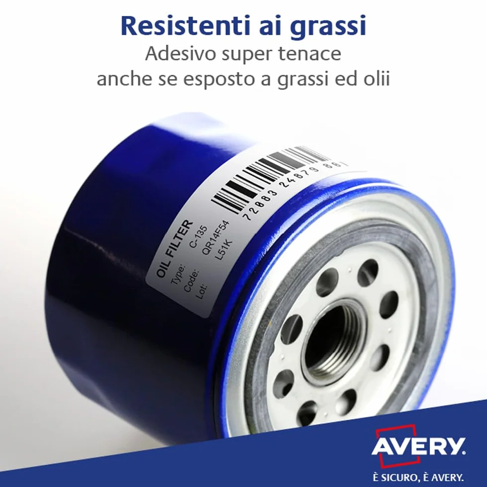 Avery L6009-20 etykiety samoprzylepne srebrne 48 na arkusz A4 45,7 x 21,2