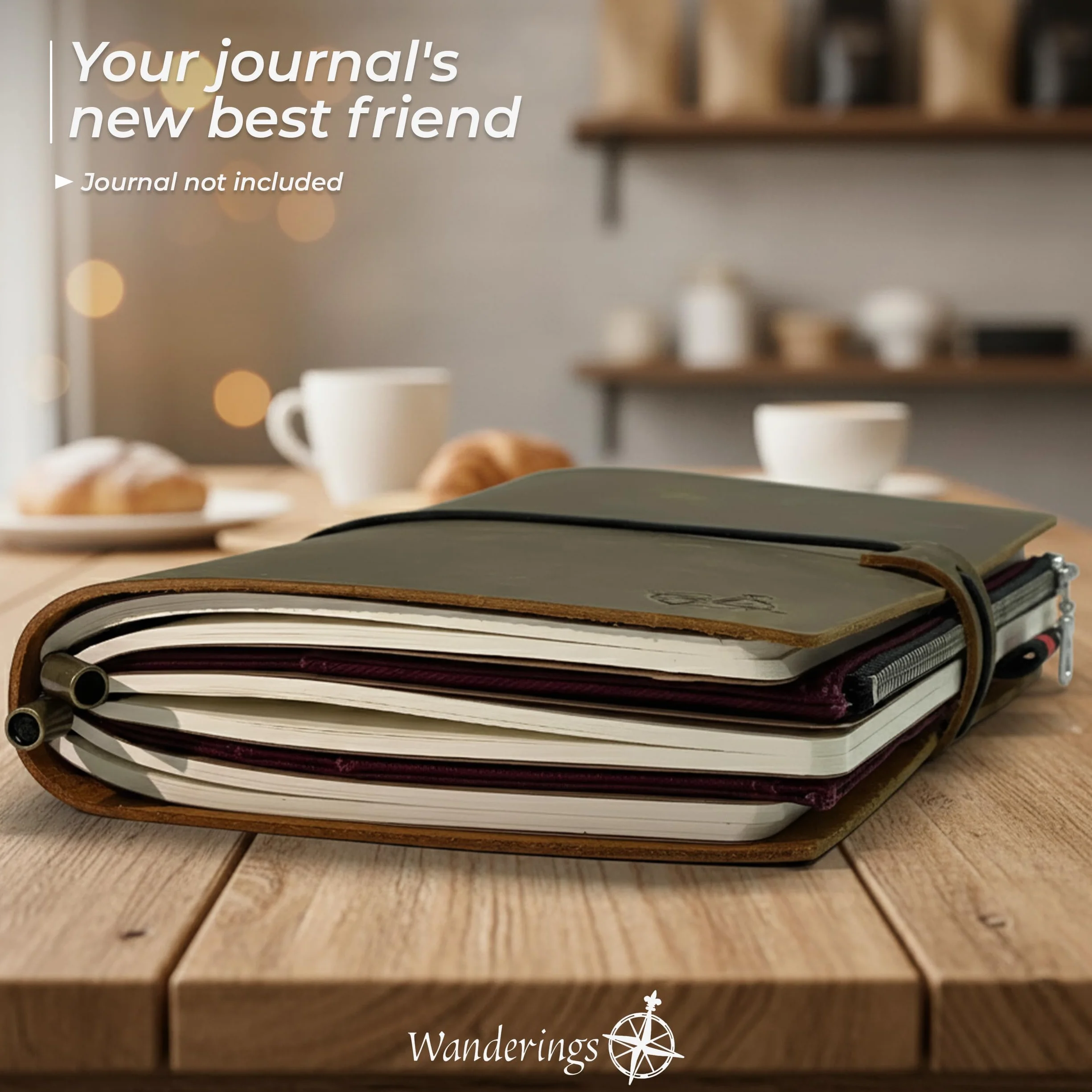 Wanderings Etui Na Zamek Z Kieszonkami Na Karty – Akcesorium Do Notatników Podróżnych – Format A5 – 14 x 21 cm / 5,25" x 8,25" – Trwałe Etui Z Bawełny 100% Dla Planerów I Notesów