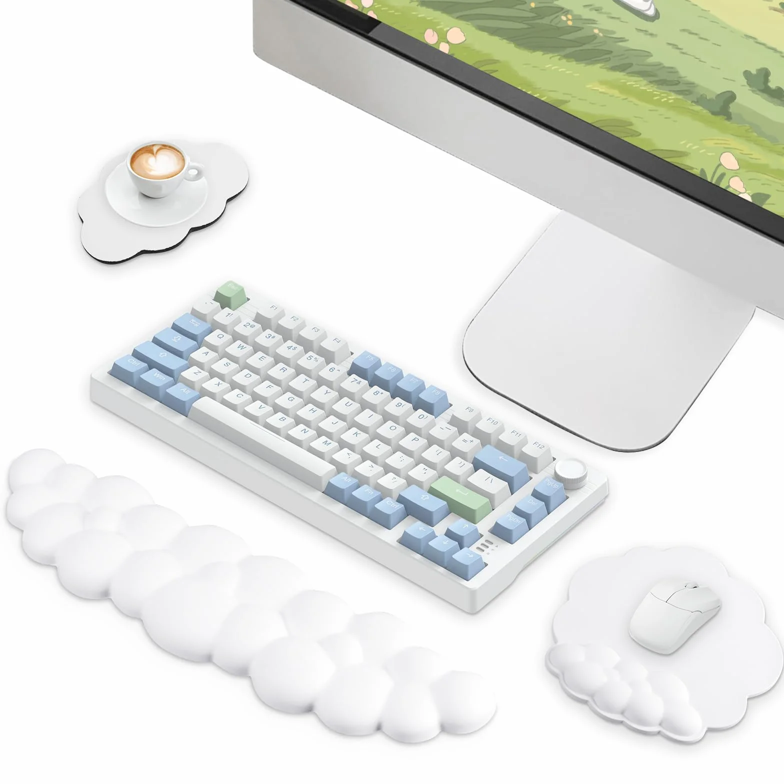 Podpórka Pod Nadgarstek Do Klawiatury Ergonomiczna Ze Skóry PU Antypoślizgowa Biały