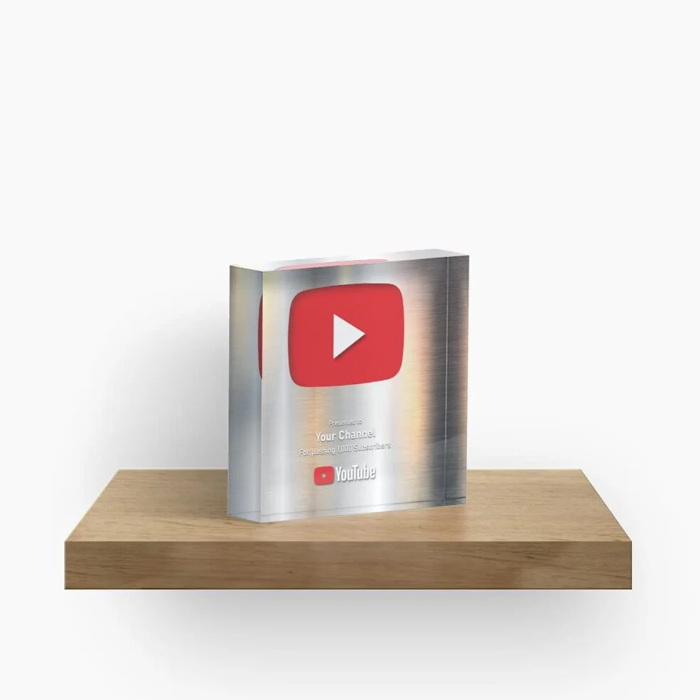 Srebrny spersonalizowany przycisk YouTube Play Button Award konfigurowalny prezent dla kanału