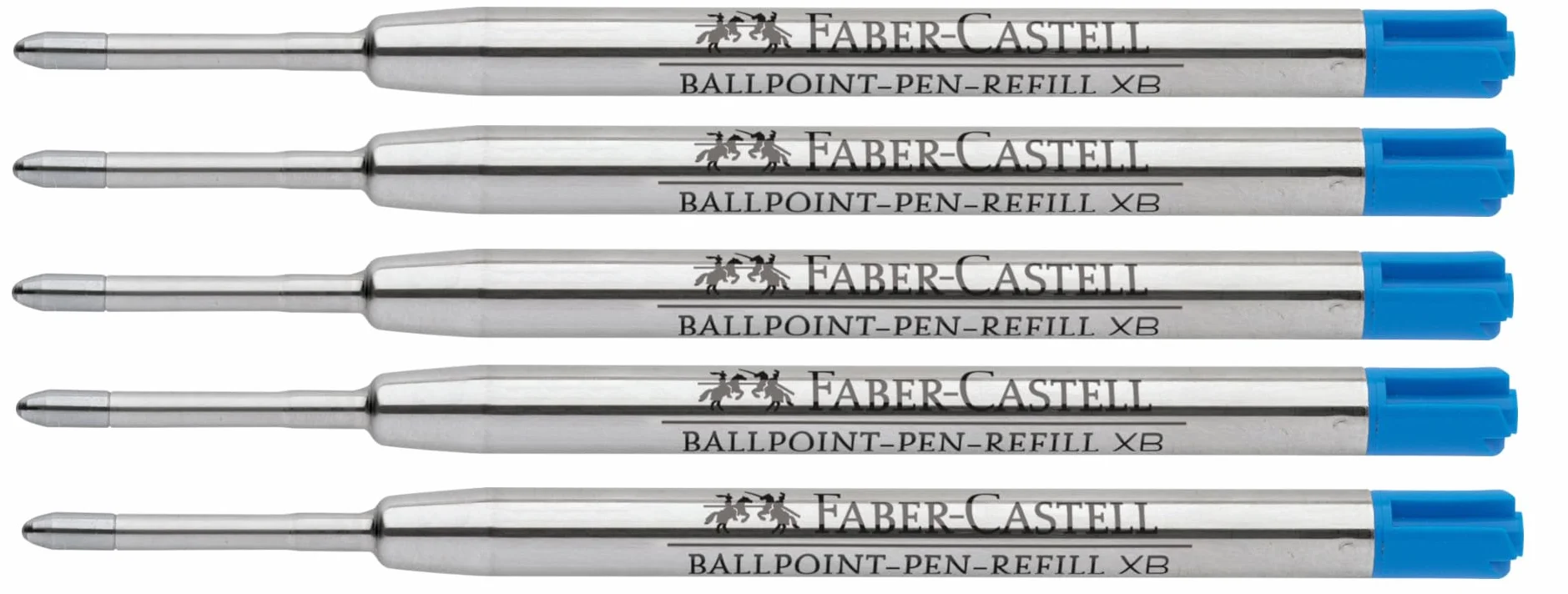 FABER-CASTELL 205041 – wkłady do długopisów XB niebieskie, 5 sztuk, odporne na blaknięcie, wkłady o dużej pojemności