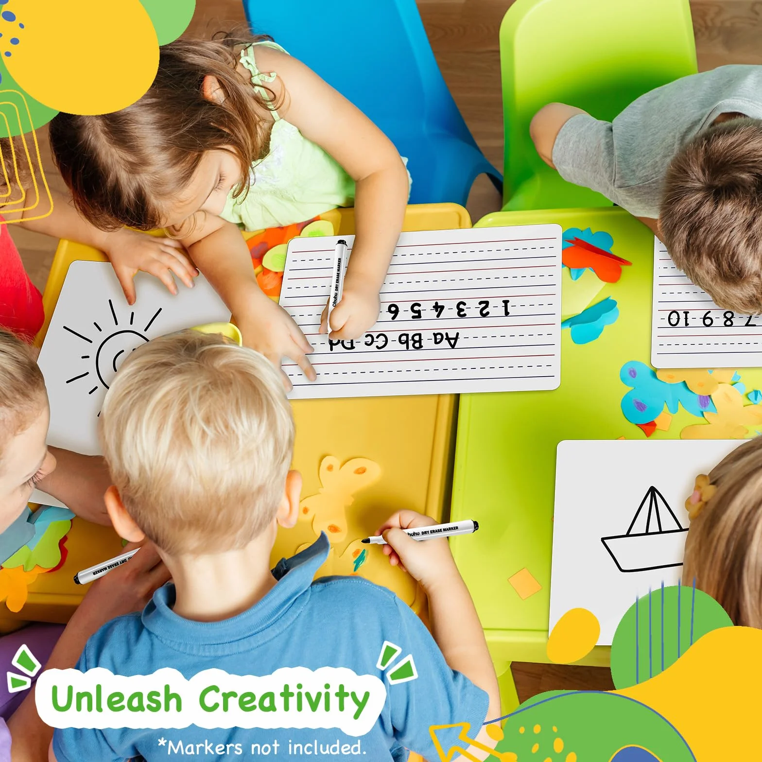 Double Sided Dry Erase Deski - Lined/Plain, Ohuhu 30-pak 20 x 30 cm, małe białe deski, w lined white boards for students, classroom, back to school Supplies