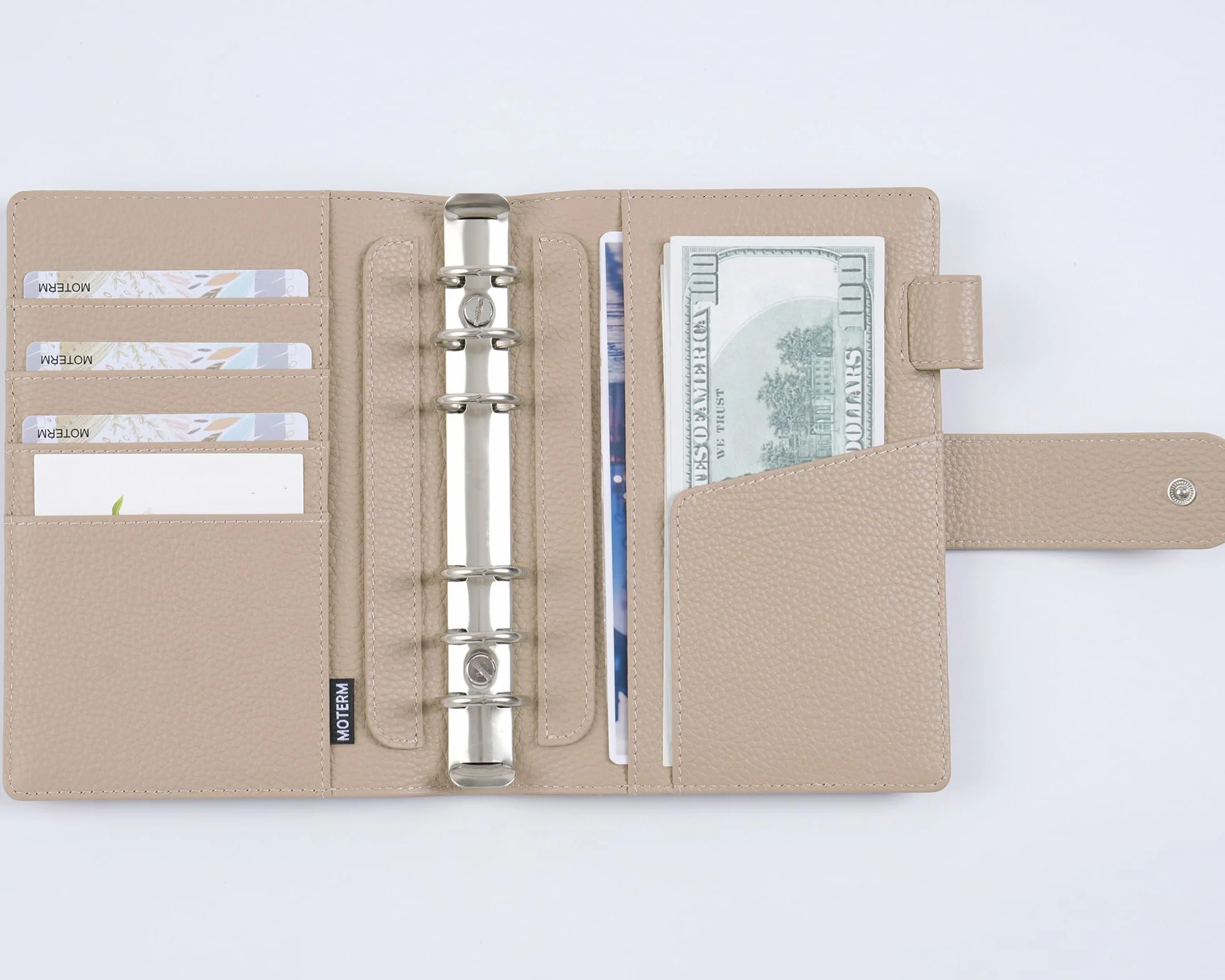 Moterm Elite Personal Rings planer organizer z prawdziwej skóry 25 mm żwirowo-taupe