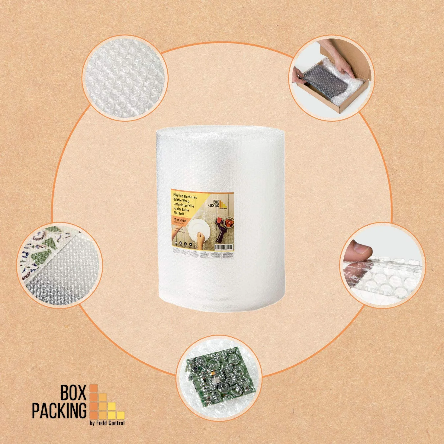 BOXPACKING | Plastikowe opakowania bąbelkowe | 50 cm szerokości x 50 metrów długości | Bubble Packaging Roll Paper Opakowanie Przeprowadzka | Papier bąbelkowy do pakowania