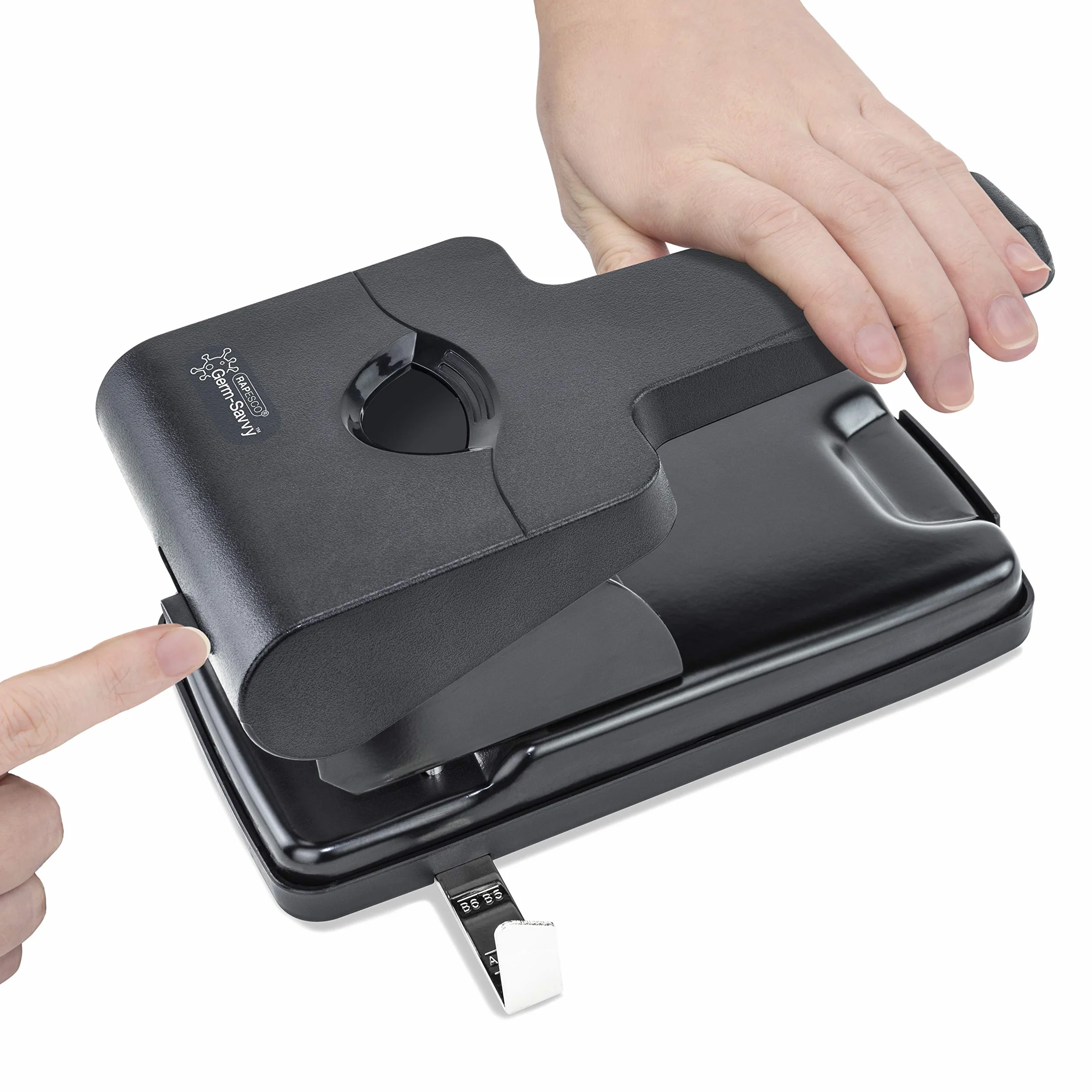 Rapesco Germ-Savvy HD865-P antybakteryjny dziurkacz 2-otworowy czarny