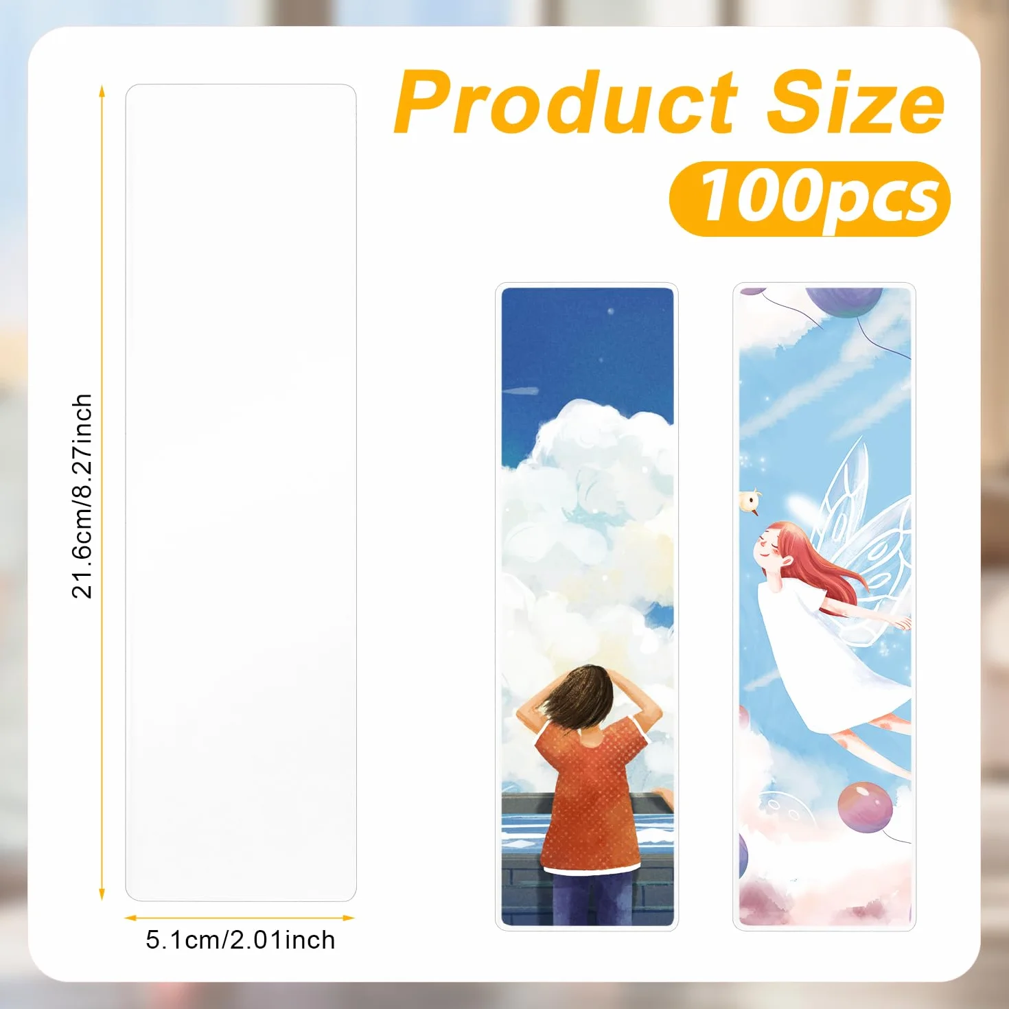 100szt Woreczki do Laminowania Zakladek, 21x5,1cm Woreczki do Laminowania na Goraco 0,125mm Przezroczyste Koszulki na Zakladki dla Milosników Ksiazek Milosnicy Przyrody