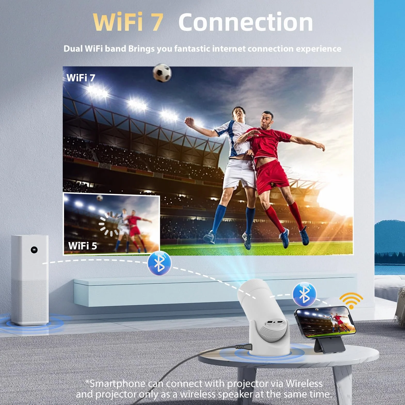 Projektor XL2-23E 4K Mini Inteligentny z Wi-Fi 6 5G Bluetooth Automatyczna Korekcja Trapezu