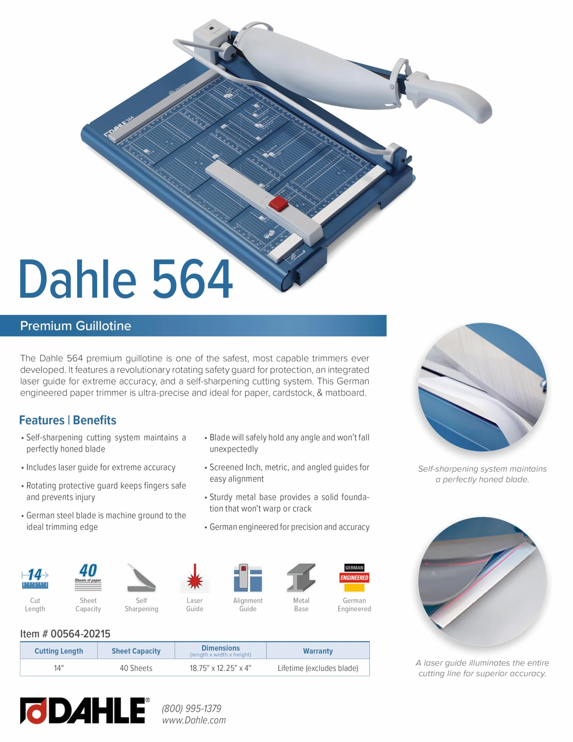 Dahle 564 maszyna do cięcia (do DIN A4, wydajność cięcia 45 arkuszy) niebieska, 310 x 475 mm