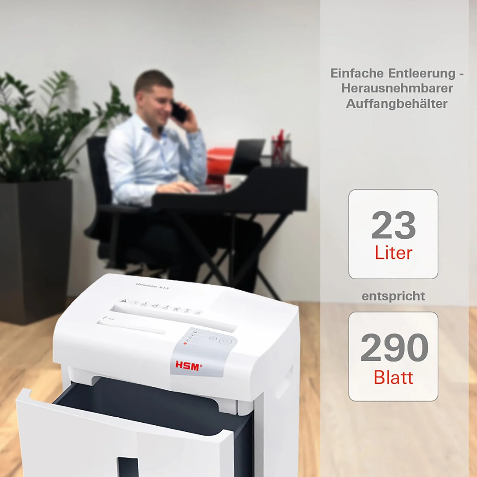 HSM, 1057121, shredstar AA8X13 niszczarka dokumentów, poziom bezpieczeństwa P-4, 13 arkuszy (cięcie cząstek) z niszczarką CD, 4 x 37 mm