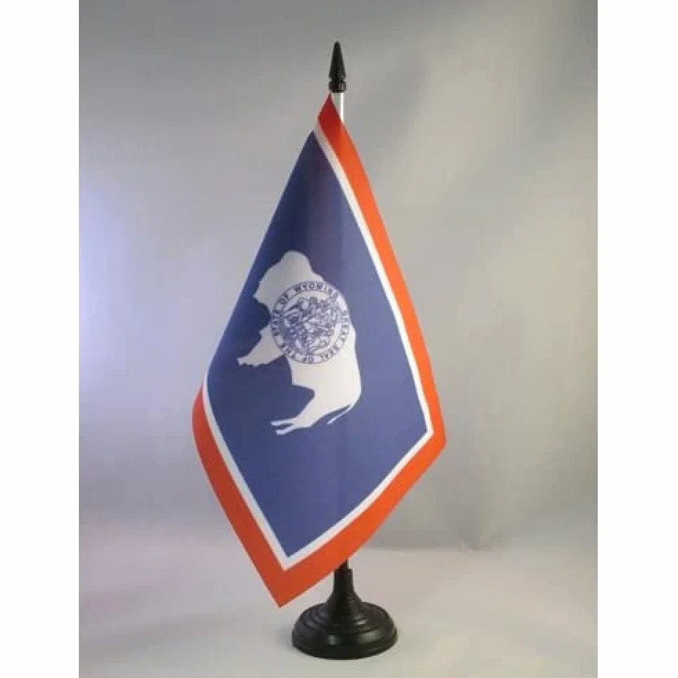 Drapeau de Table Wyoming en Polyester 100D, 21cm x 14cm