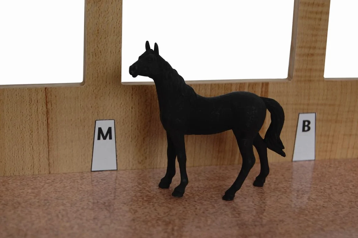 Kids Globe Stajnia dla koni drewniana 62 cm 56 cm 26 cm z 3 skrzyniami i miejscem do jazdy konnej