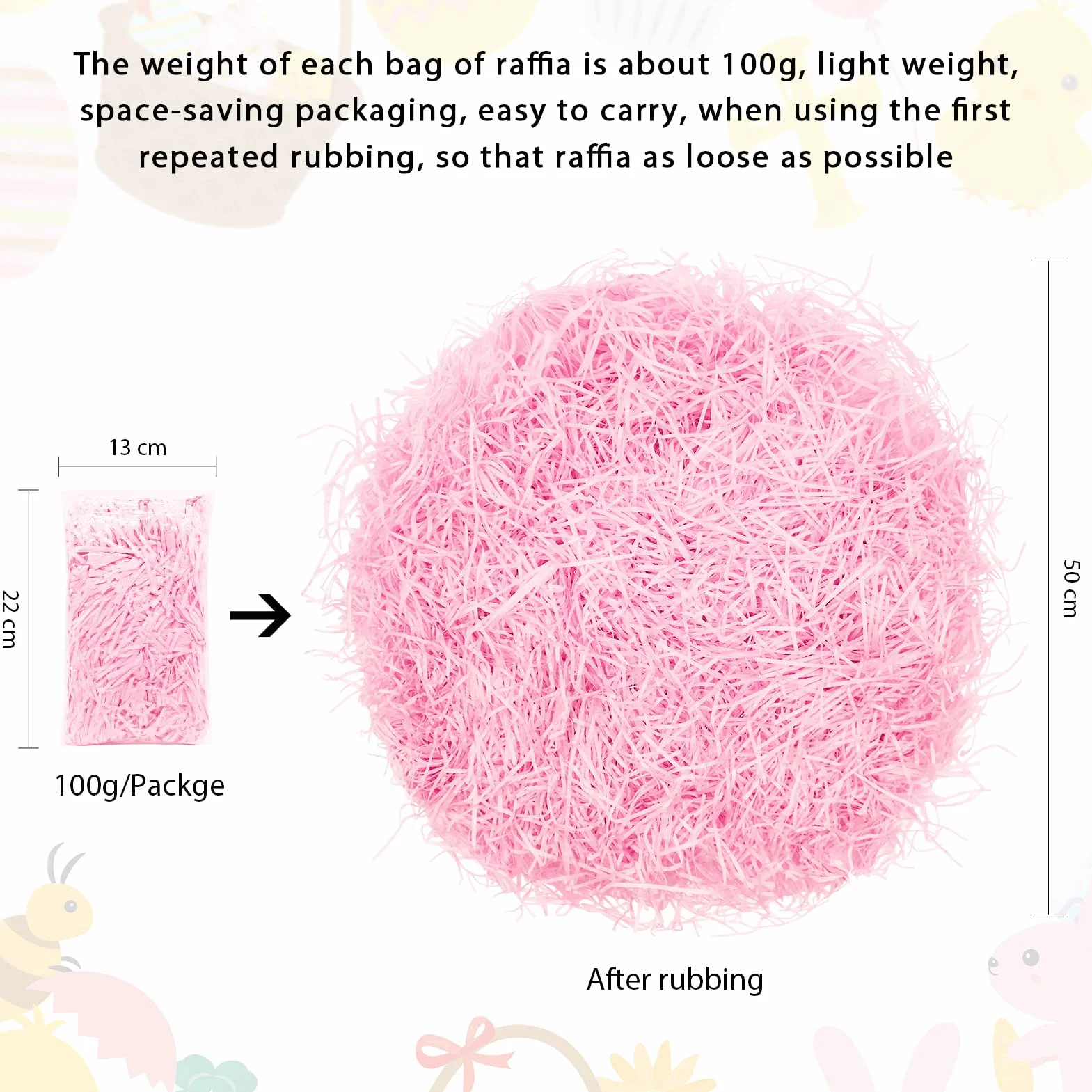 Mamiddle Raffia 100g Materiał Wypełniający Prezent, Papier Rozdrobniony, na Prezent Wypełnienie na Imprezę Opakowanie Prezentowe (Różowy)