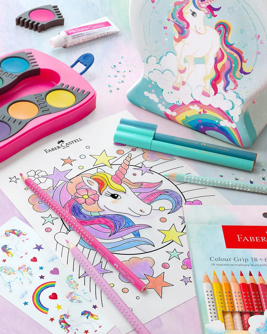 Faber-Castell Connector Unicorn Zestaw pisaków filcowych 33 elementy zmywalne