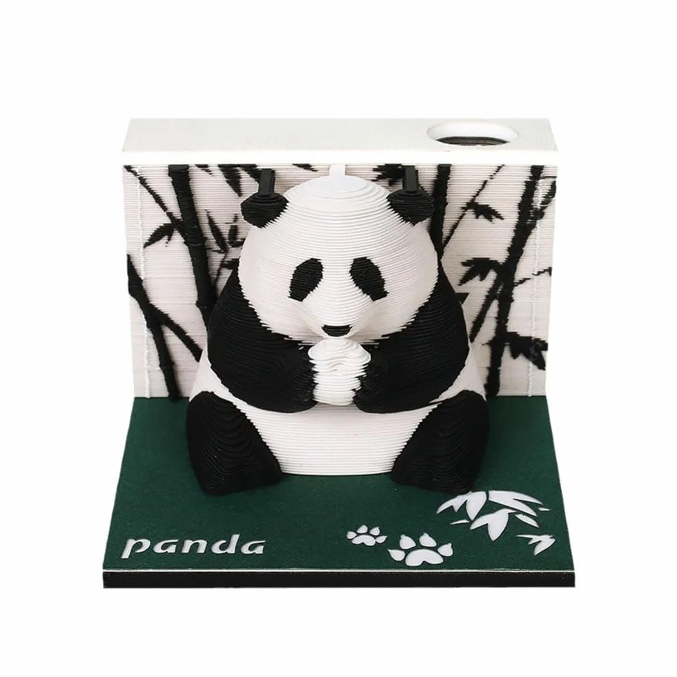 Kalendarz czasowy 2025 3D biurkowy panda grawerowany laserowo