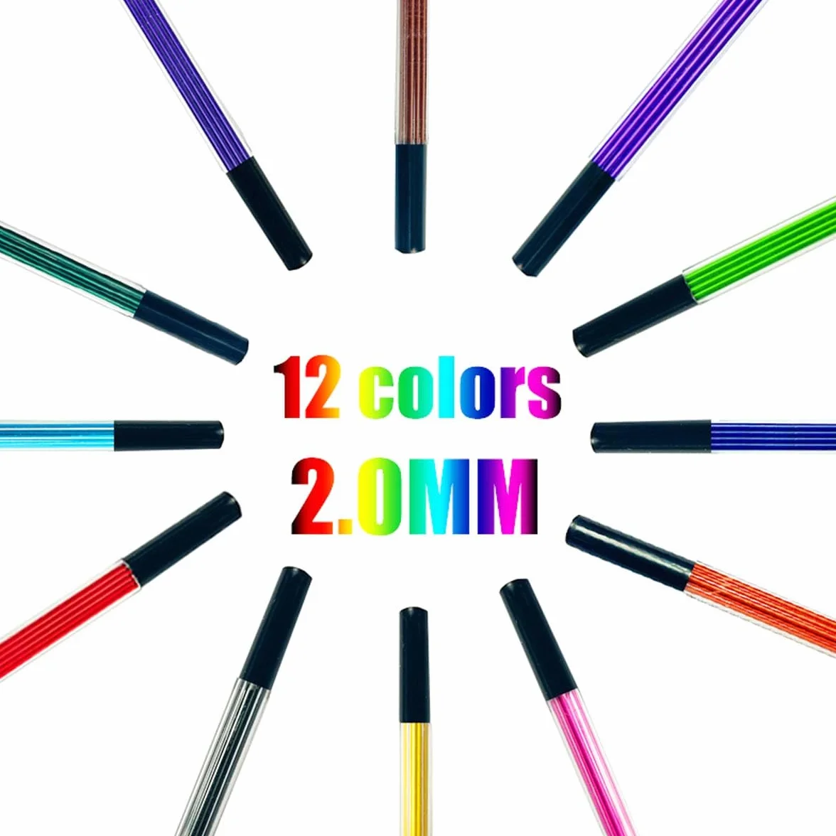 MROOFUL 2,0 mm 96 sztuk 12 kolorowych ołówków, materiały do szkicowania artystycznego, czerwony, niebieski, żółty, zielony, różowy ołówek, automatyczny ołówek