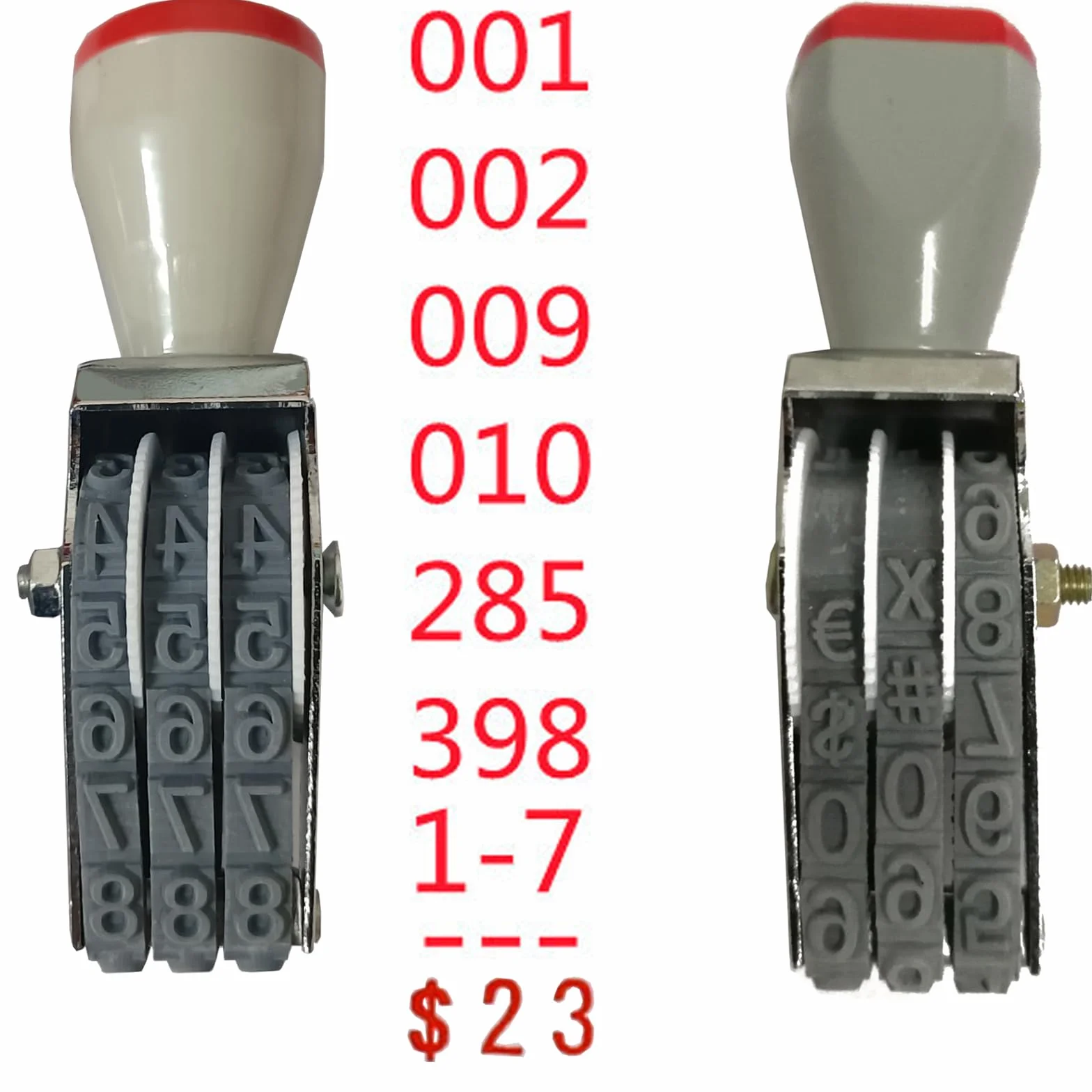 ZENG Regulowany 3-cyfrowy ręczny znaczek z cyfrą 0-9 i symbolami narzędzie do numeracji biurowej metalu/gumy nadruk 18 x 7 mm