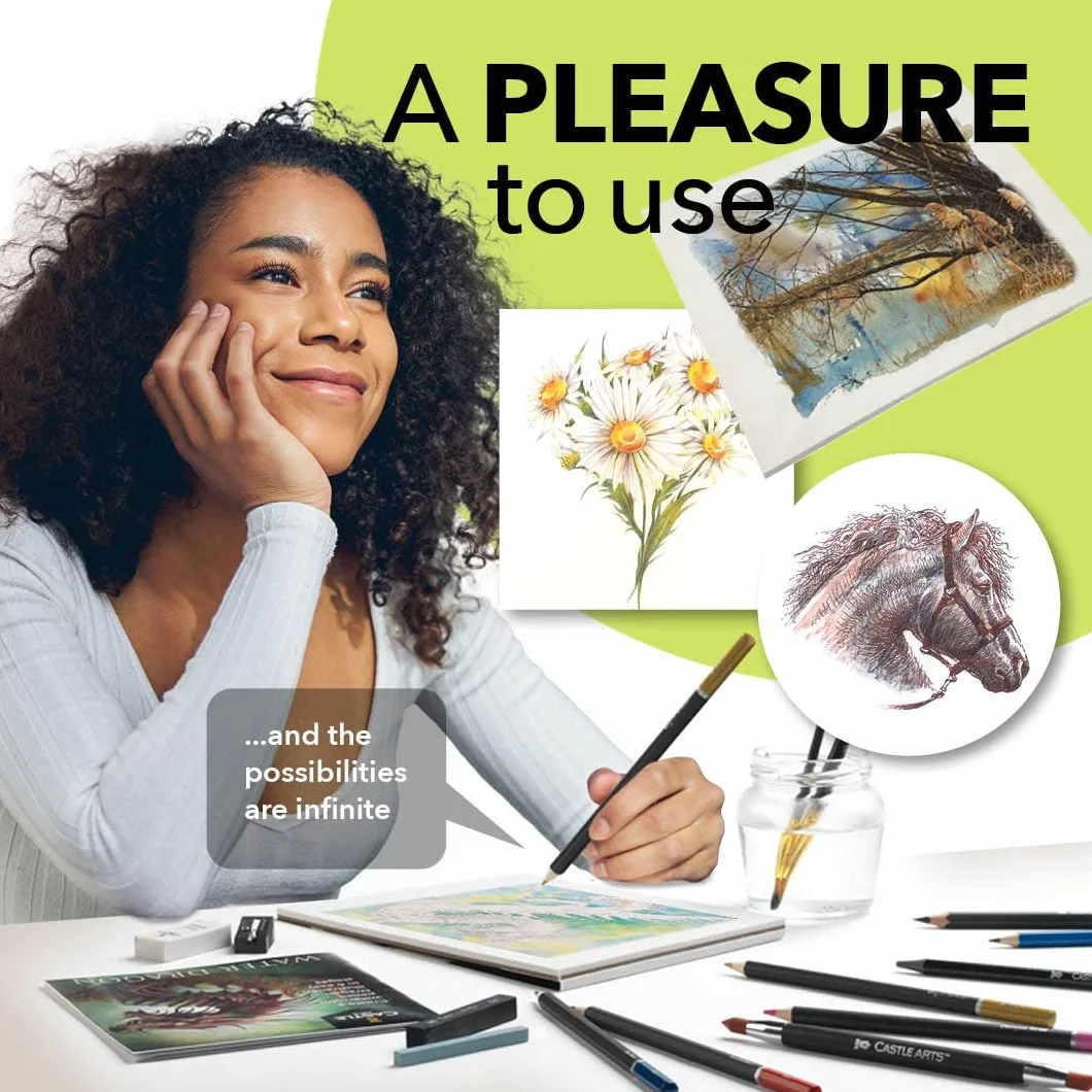 Castle Art Supplies Zestaw mieszanych mediów | Kolekcja ołówków artystycznych 120+ – kolorowe, akwarelowe, pastelowe, metaliczne, grafitowe, węgiel drzewny | Kreatywna wolność dla dorosłych artystów,