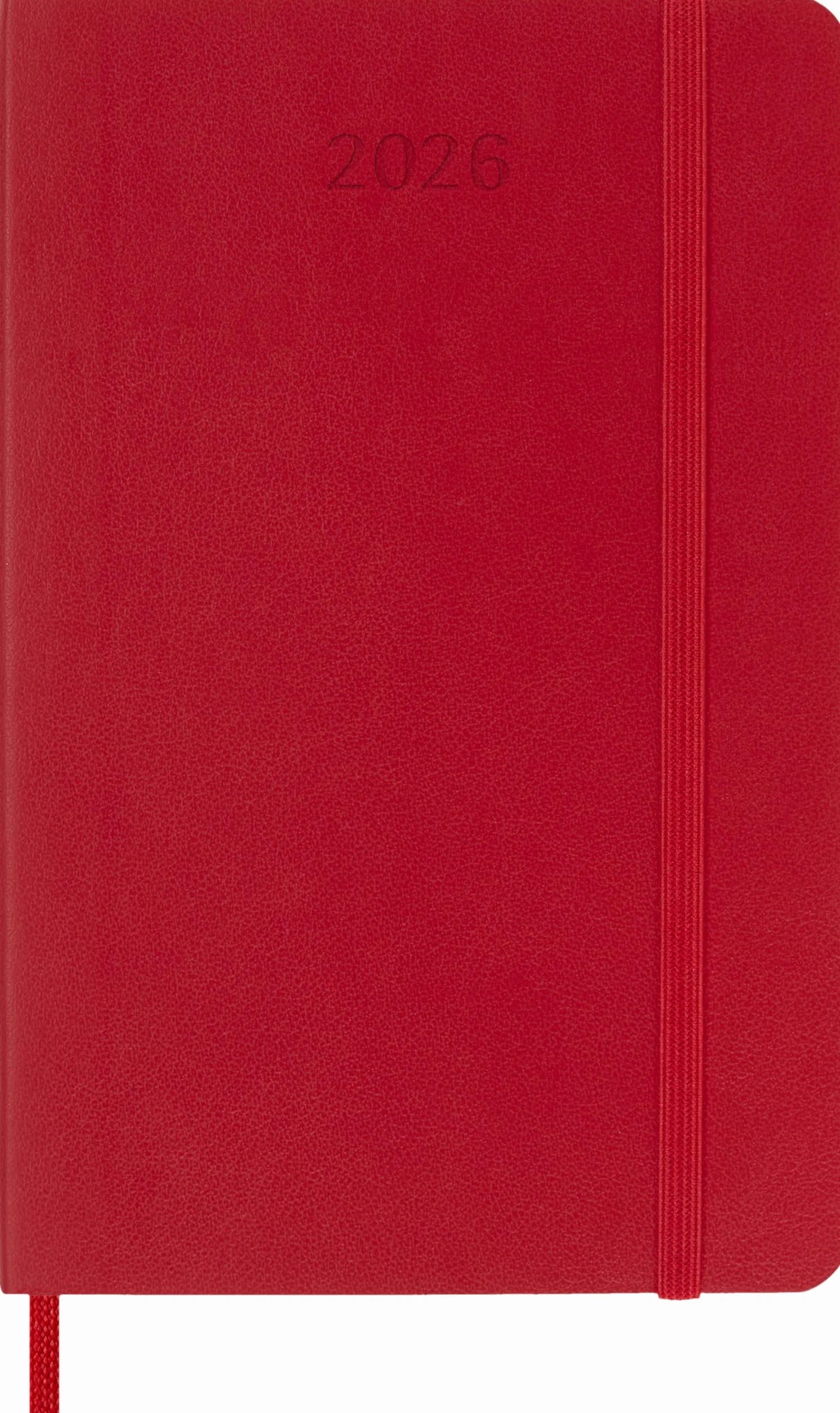 Moleskine 12 Monate Wochen Notizkalender 2026, Pocket/A6, 1 Wo = 1 Seite, rechts linierte Seite, Weicher Einband, Scharlachrot