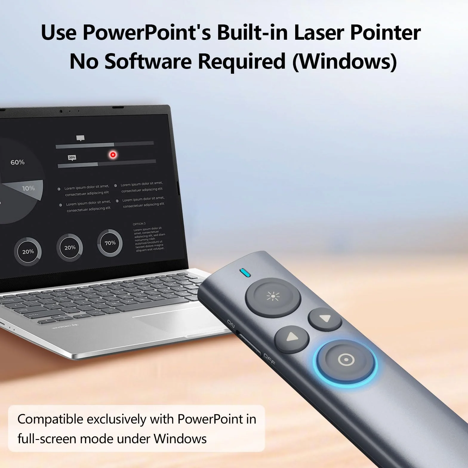 NORWII N95 Pro cyfrowy prezenter i wskaźnik laserowy, funkcja prezentera i mysz powietrzna, zasięg 50 m, ładowalne podświetlanie i szkło powiększające do LCD/LED, Mac/Windows