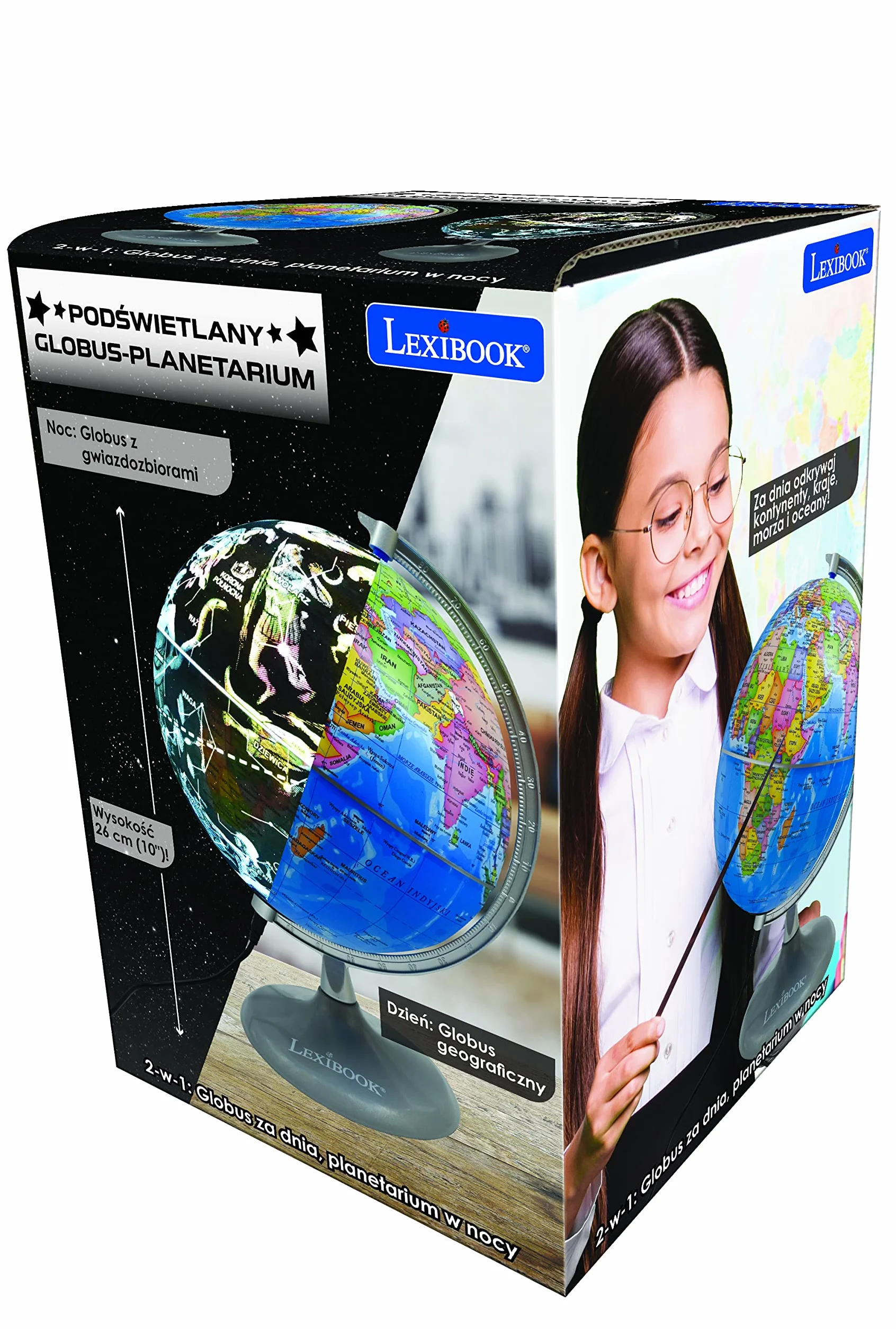 Lexibook, Podświetlany Globus-Planetarium, Stem, 2-W-1: Globus za Dnia, Planetarium w Nocy, NLJ185PL