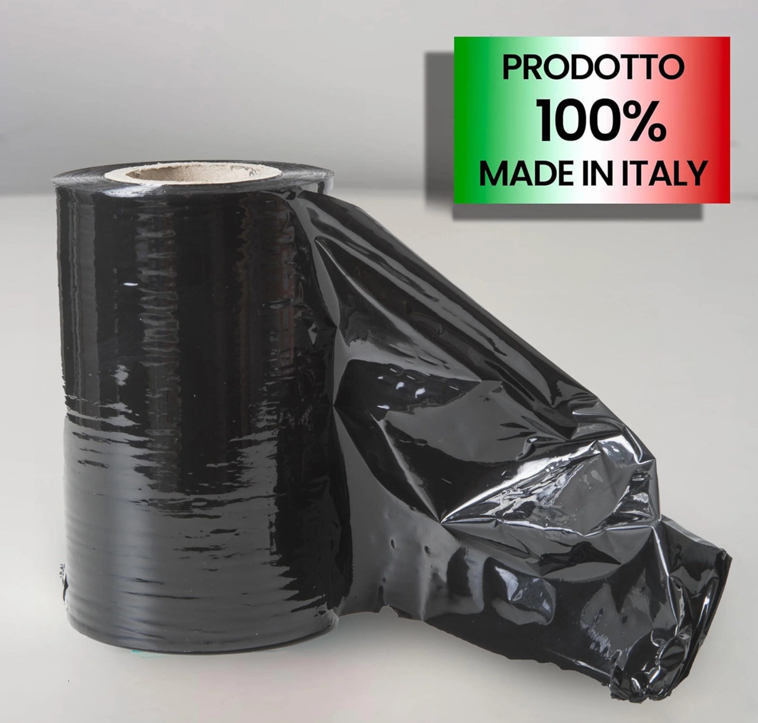 IPEA Czarna folia opakowaniowa - 150 metrów x 12 cm - Made in Italy - folia rozciągliwa - szpula ochronna, pakowanie przedmiotów transportowych - odporna na rozdarcia i zarysowania - czarna