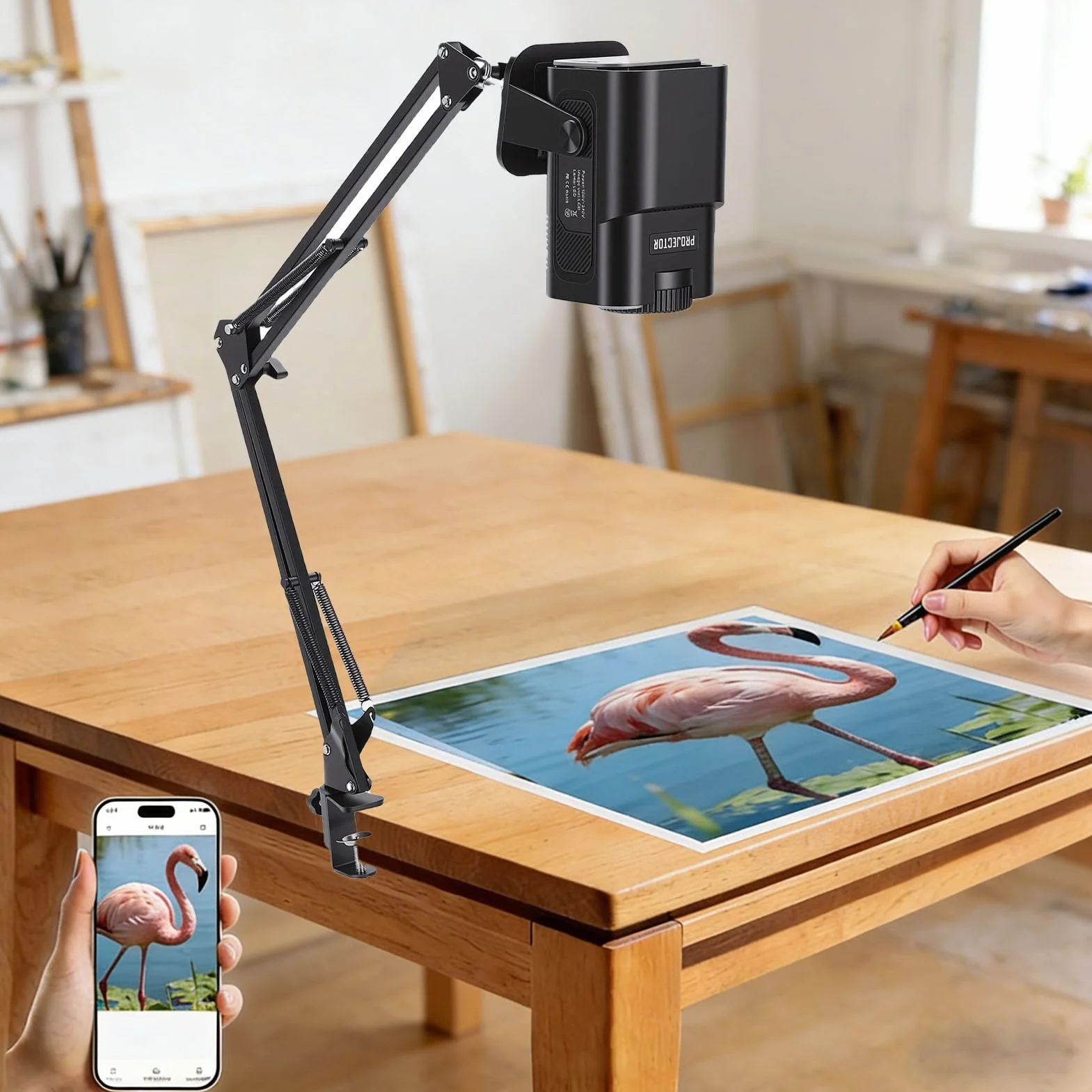 CHICIRIS Inteligentny Projektor Artystyczny do Rysowania HD 1280x720 ze Stojakiem Zaciskowym 100-240V