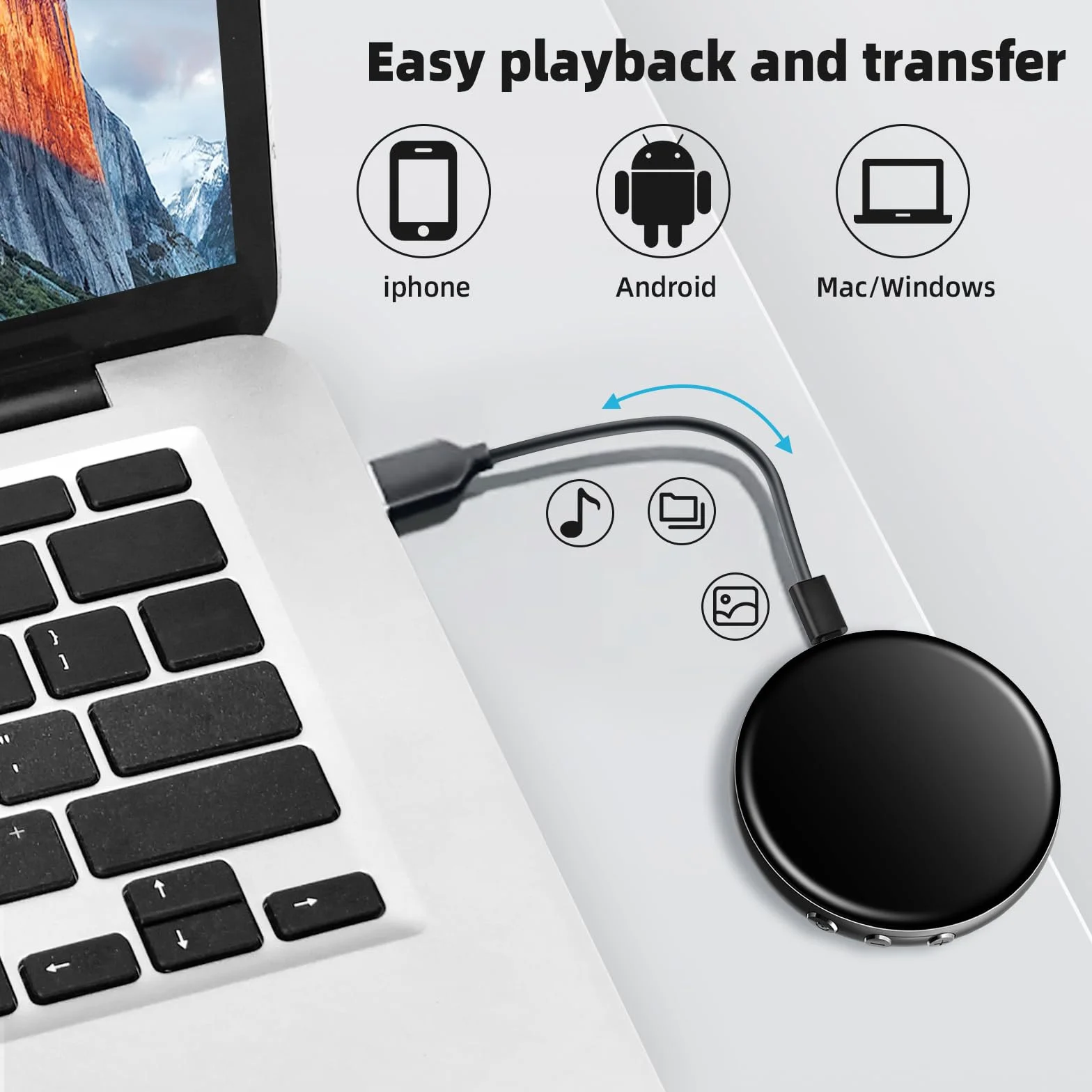 Dyktafon 64 GB USB z funkcją aktywacji głosowej, mini dyktafon na zajęcia, spotkania i rozmowy kwalifikacyjne