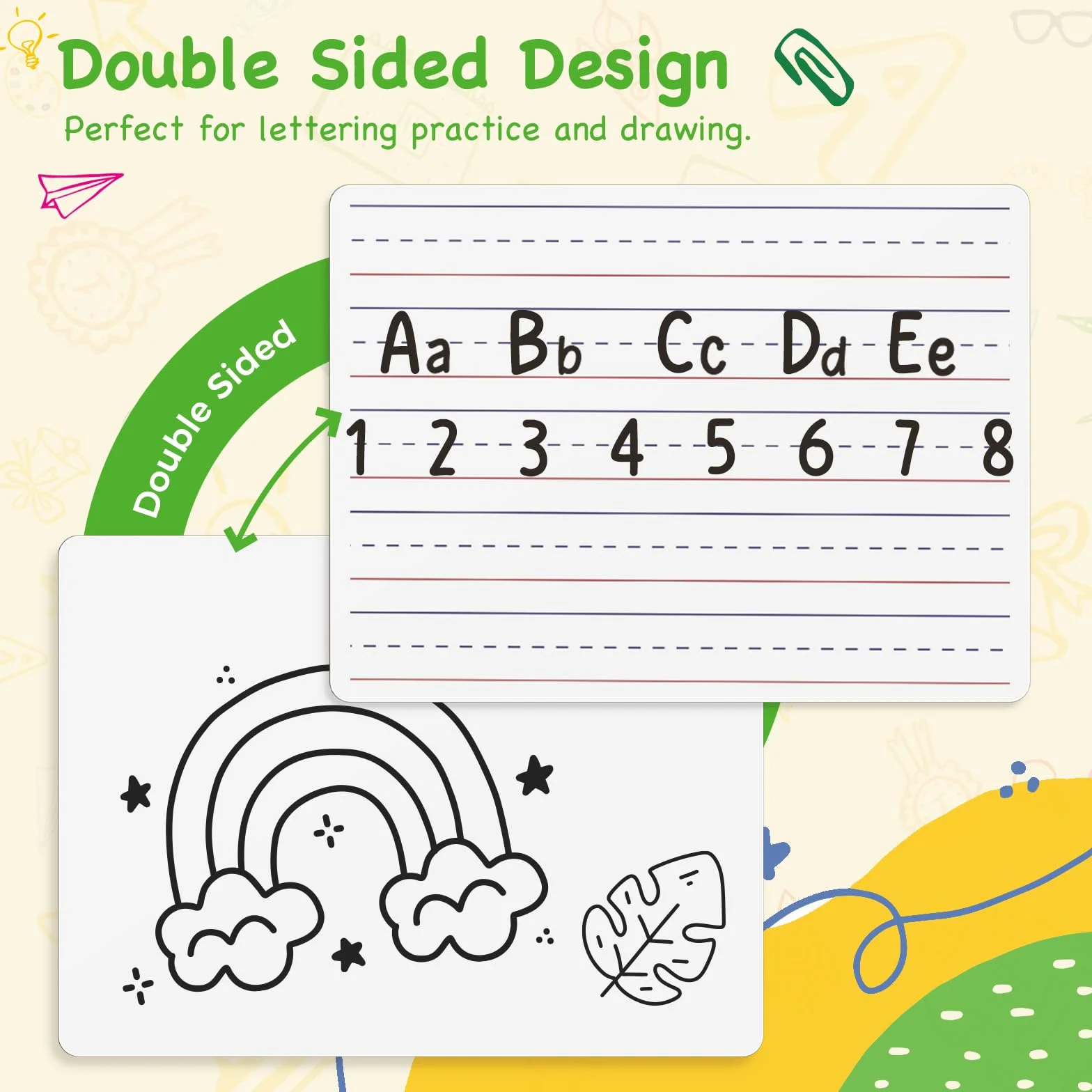 Double Sided Dry Erase Deski - Lined/Plain, Ohuhu 30-pak 20 x 30 cm, małe białe deski, w lined white boards for students, classroom, back to school Supplies